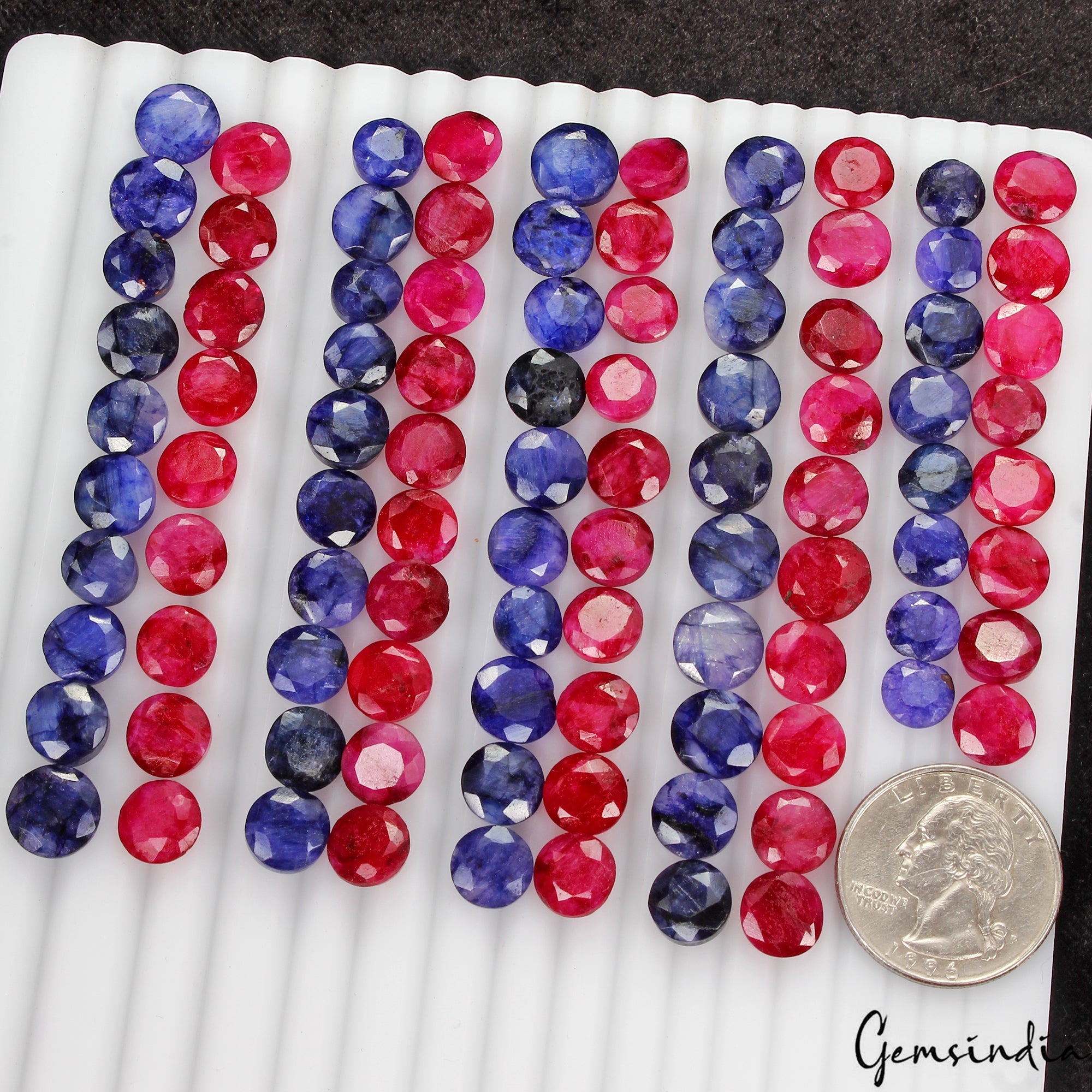 263 Ct/95 Pcs Natural Red Blue Beryl Round Faceted Loose Wholesale Gemstone Lot