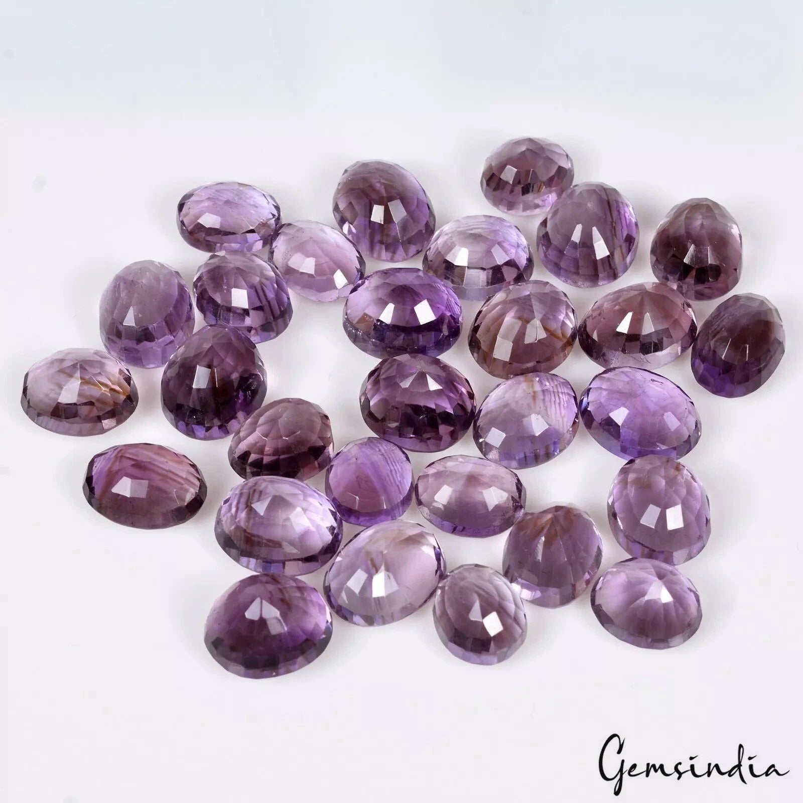 267.20 Ct Natural Untreated Amethyst Oval Cut Faceted Certified Gems Lot 29 Pc