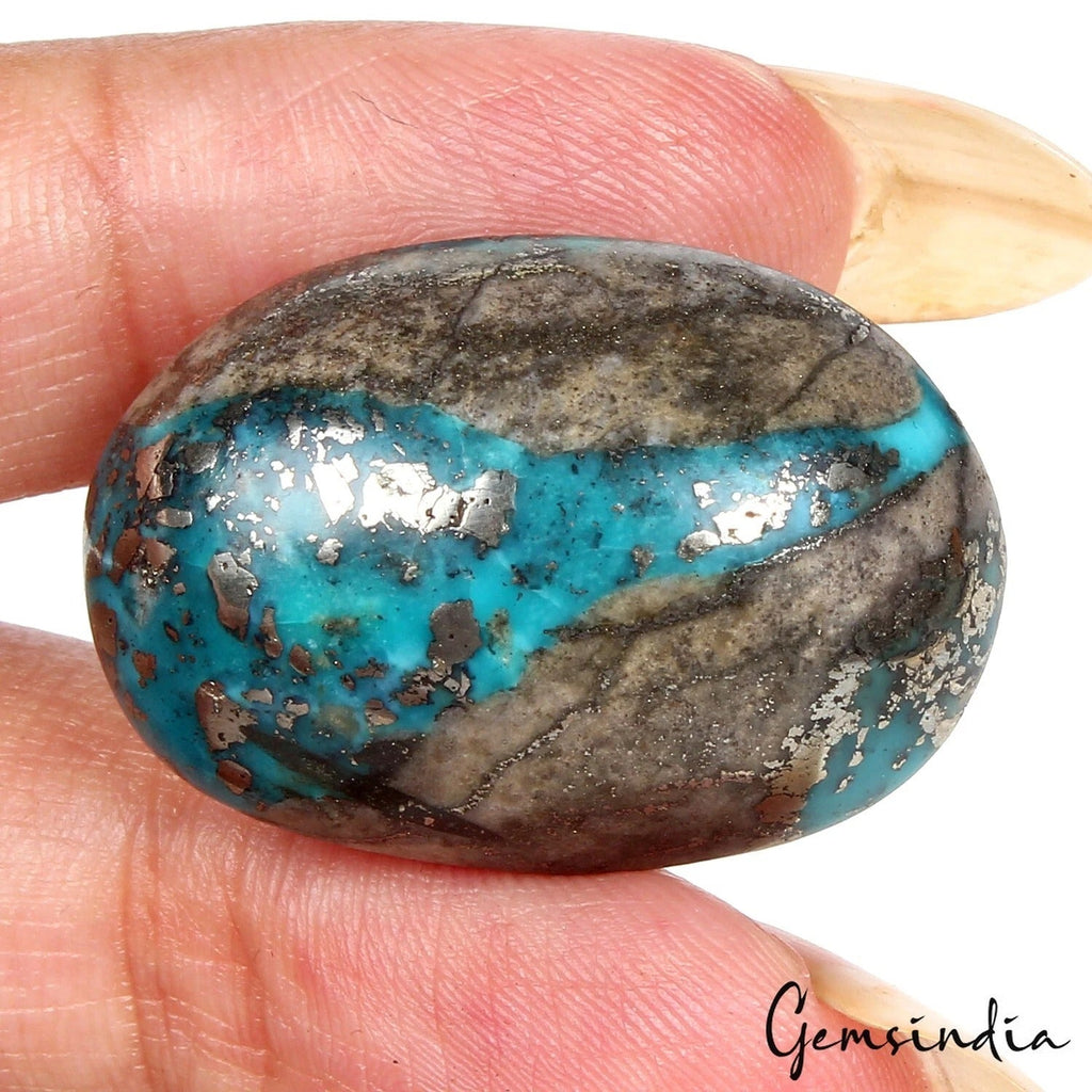 57.80 Ct Persian Turquoise Neyshabur Cabochon, Not Stabilized Natural Gemstone