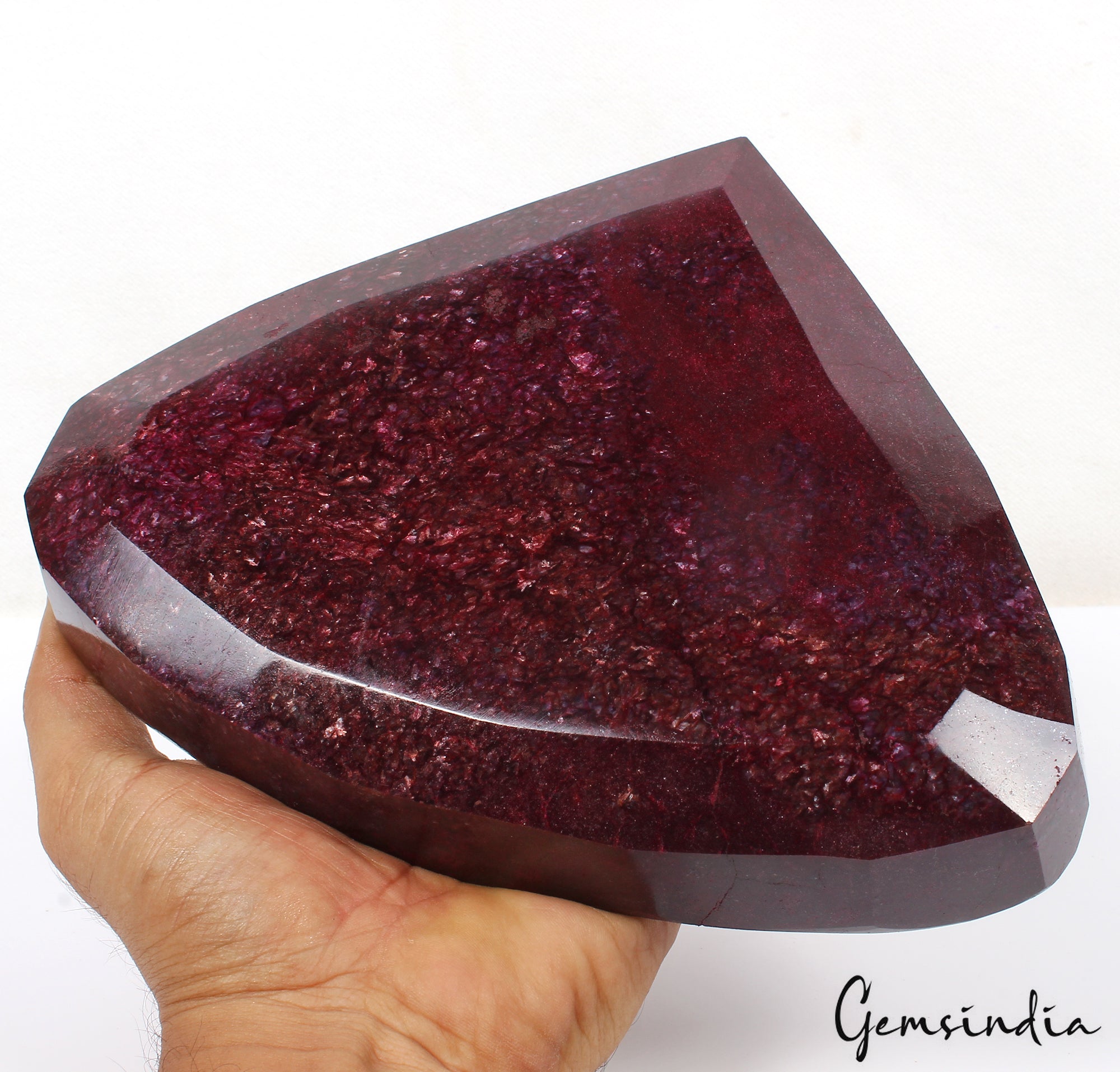 RARE 3 Kilo Natural HUGE Red Ruby Museum Grade Pear Cut Loose Gemstone w/ stand