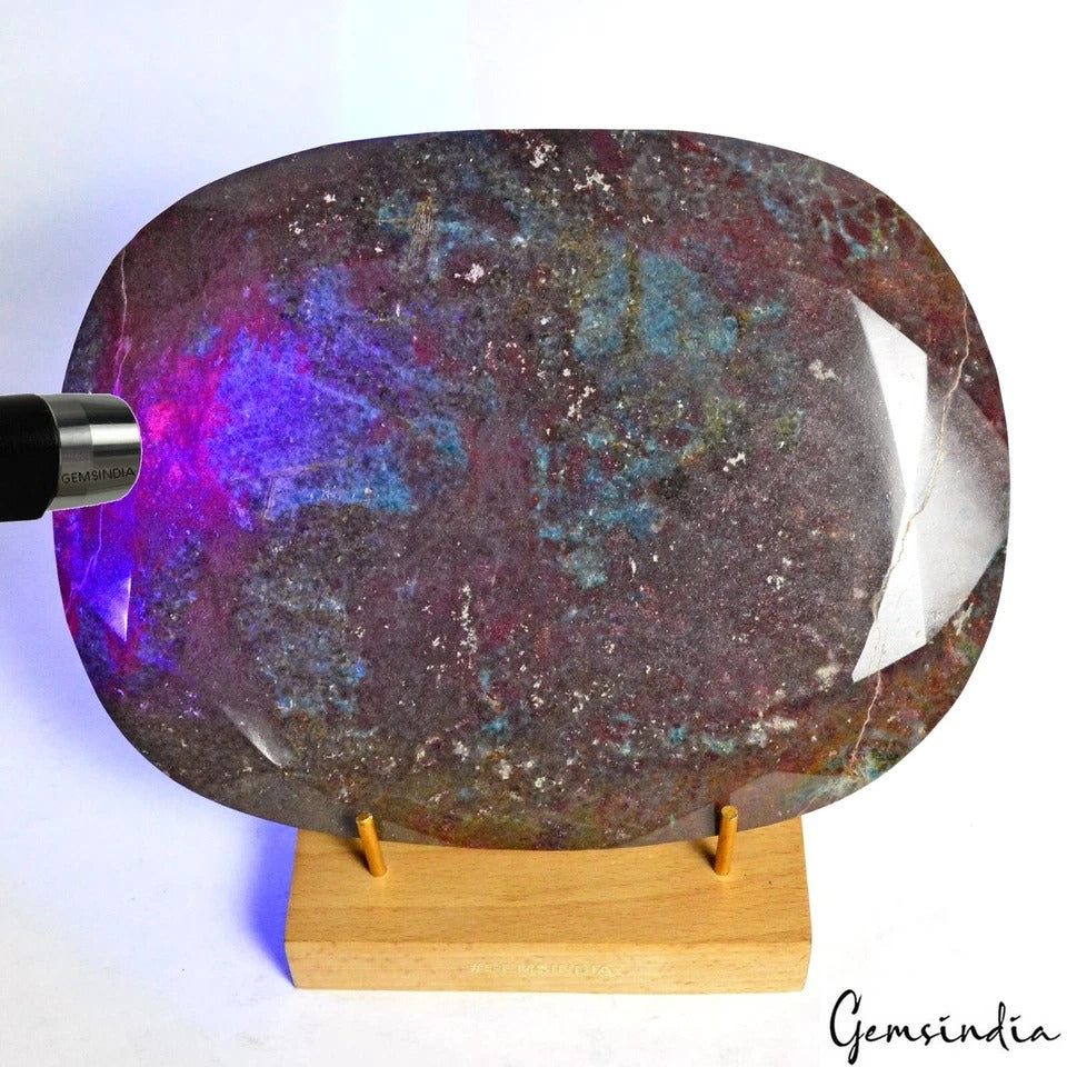 Huge 4.27Kg Natural Untreated Bi Color Ruby Kyanite Oval Faceted Museum Size Gem