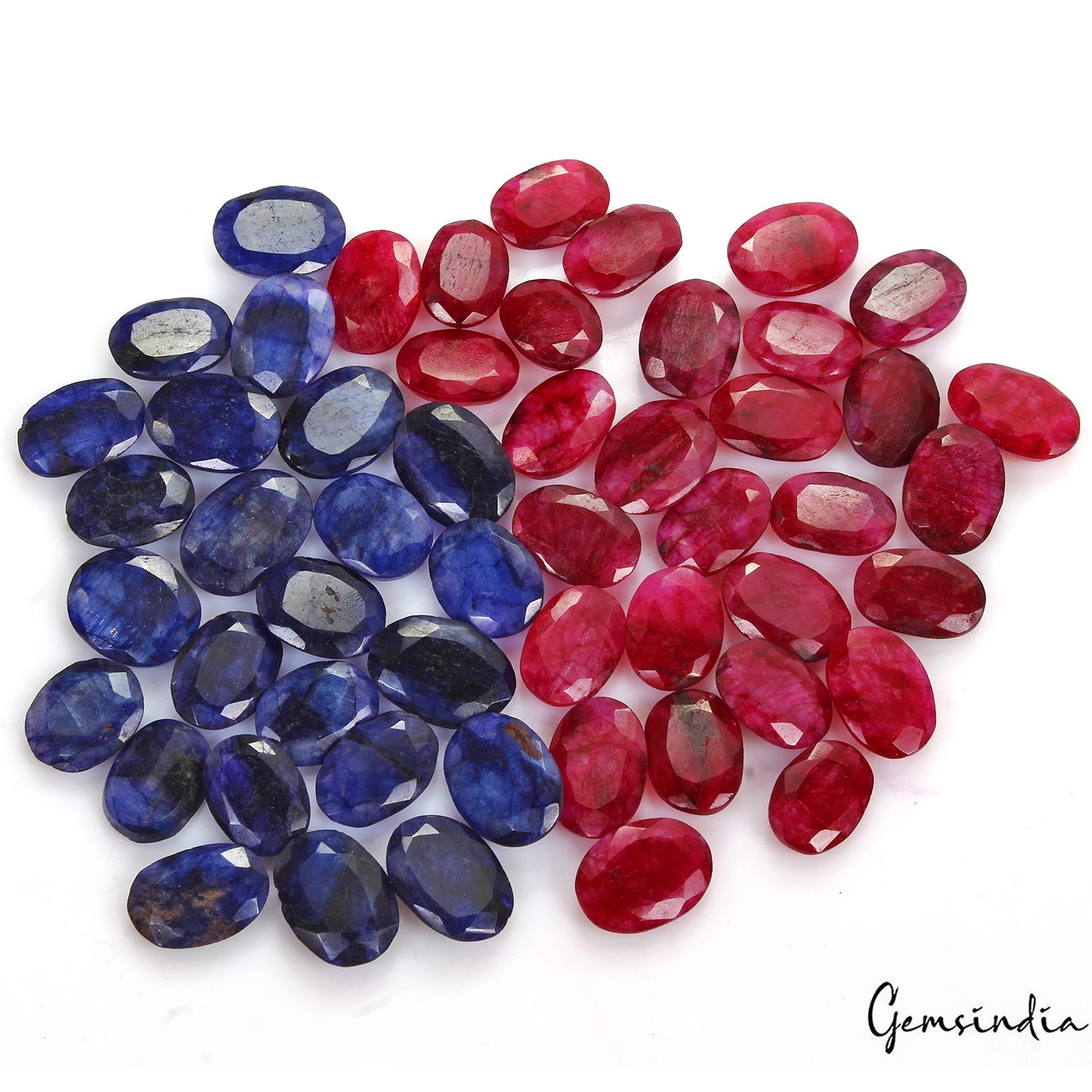 530 Cts/53 Pcs Natural Red Blue Beryl Oval Faceted Cut Loose Gem Lot For Jewelry