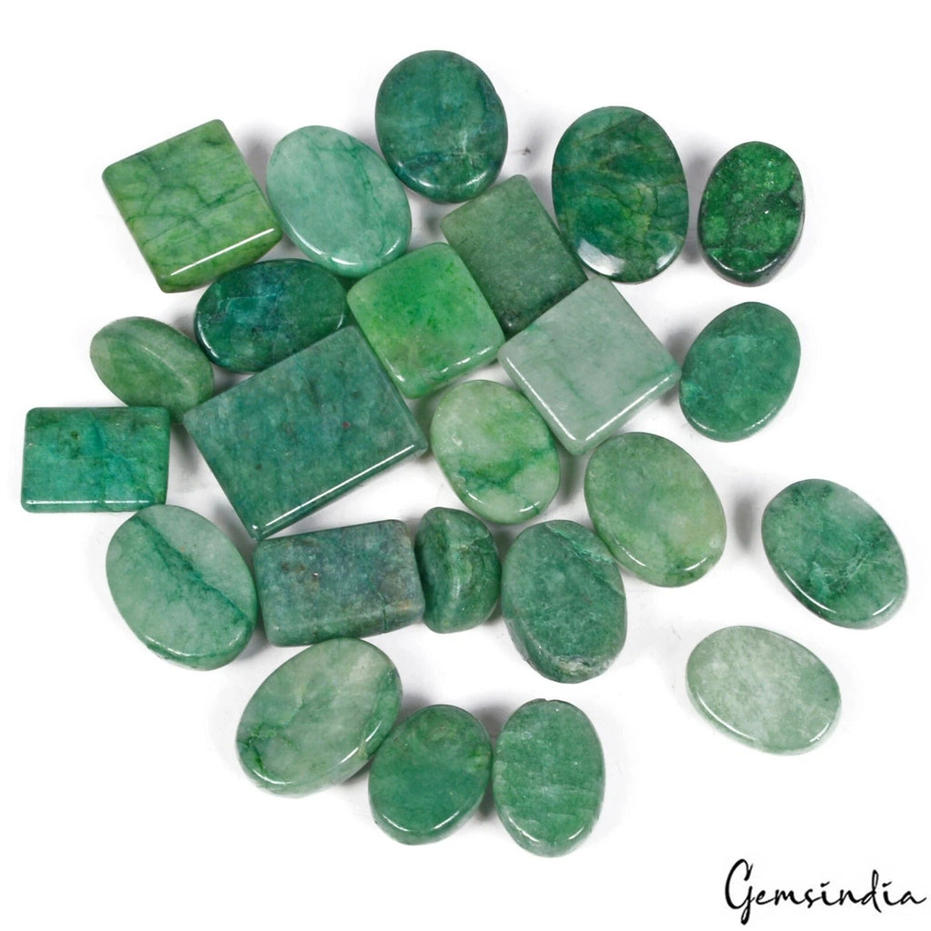 400 Ct/24 Pcs Natural Brazilian Green Emerald Mix Cab Loose Gems Lot For Jewelry