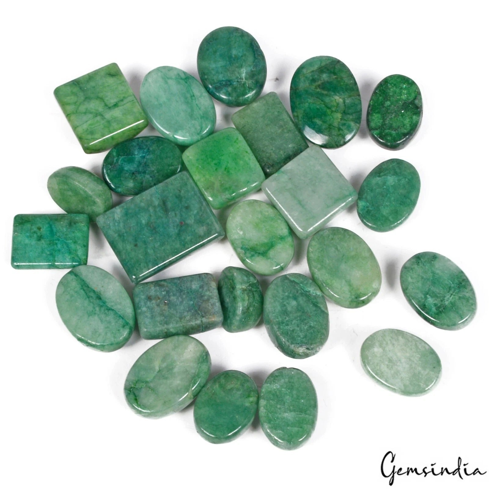 400 Ct/24 Pcs Natural Brazilian Green Emerald Mix Cab Loose Gems Lot For Jewelry
