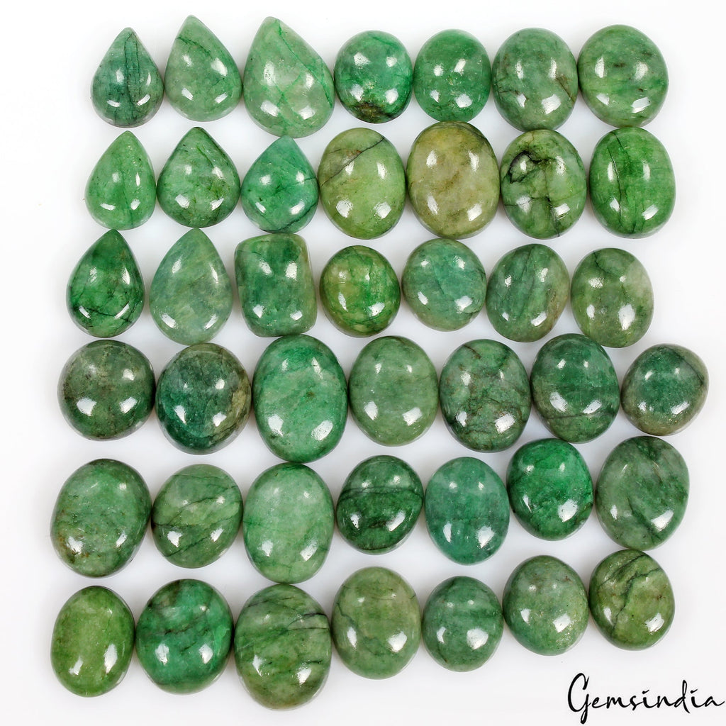 600 Cts./42 Pcs Natural Brazilian Green Emerald Mix Cab Loose Wholesale Gems Lot