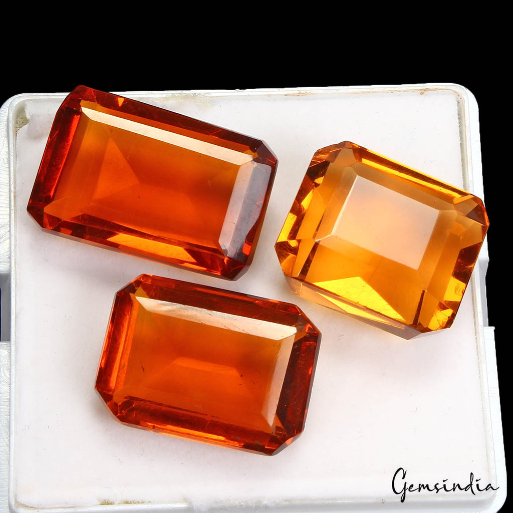 156.70 Ct/3 Pcs Eye Catching Hydro Orange Tourmaline Octagon Cut Gem For Pendant