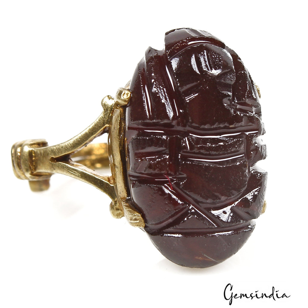 8Mix Metal Adjustable Ashtadhatu Carved Ganesha Onyx Gem Astrological Ring~6.3gm