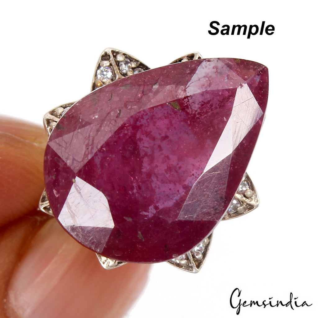 Certified 15.60 Ct Natural Red Ruby Pear Cut Faceted Loose Gems From Mozambique
