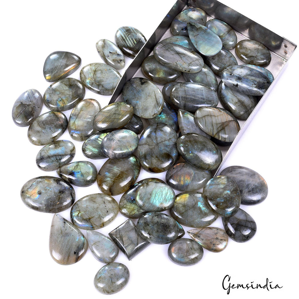 2000 Cts/55 Pcs Natural Multi Shine Labradorite Mix Cab Loose Gems Wholesale Lot
