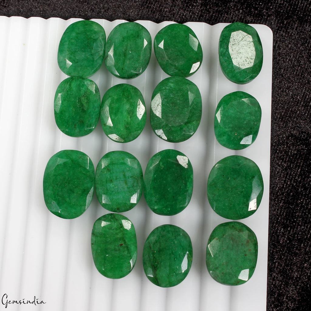 Certified Natural Green Emerald 280 Ct AAA+ Oval Cut Loose Gemstones Lot ~15 Pcs