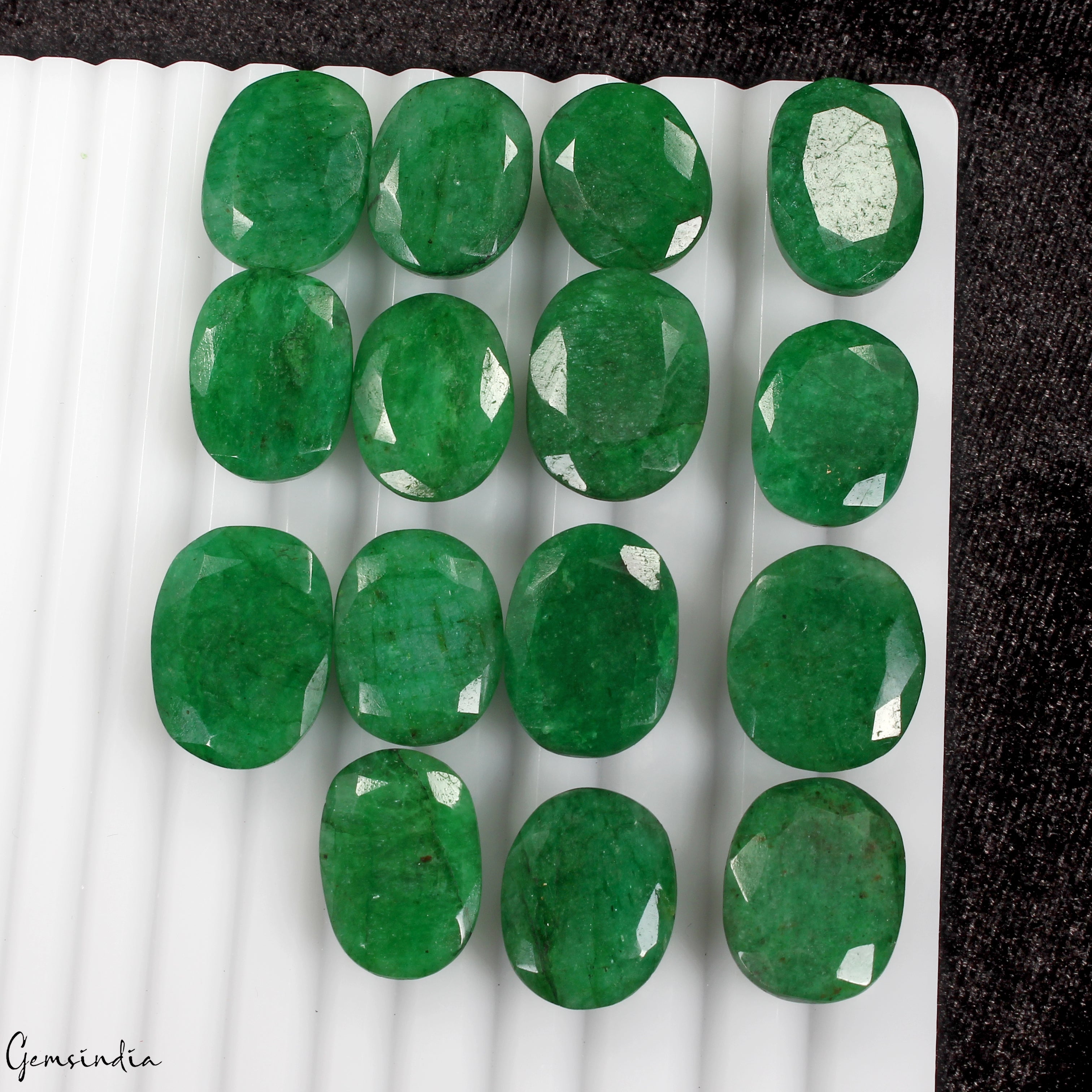 Certified Natural Green Emerald 280 Ct AAA+ Oval Cut Loose Gemstones Lot ~15 Pcs