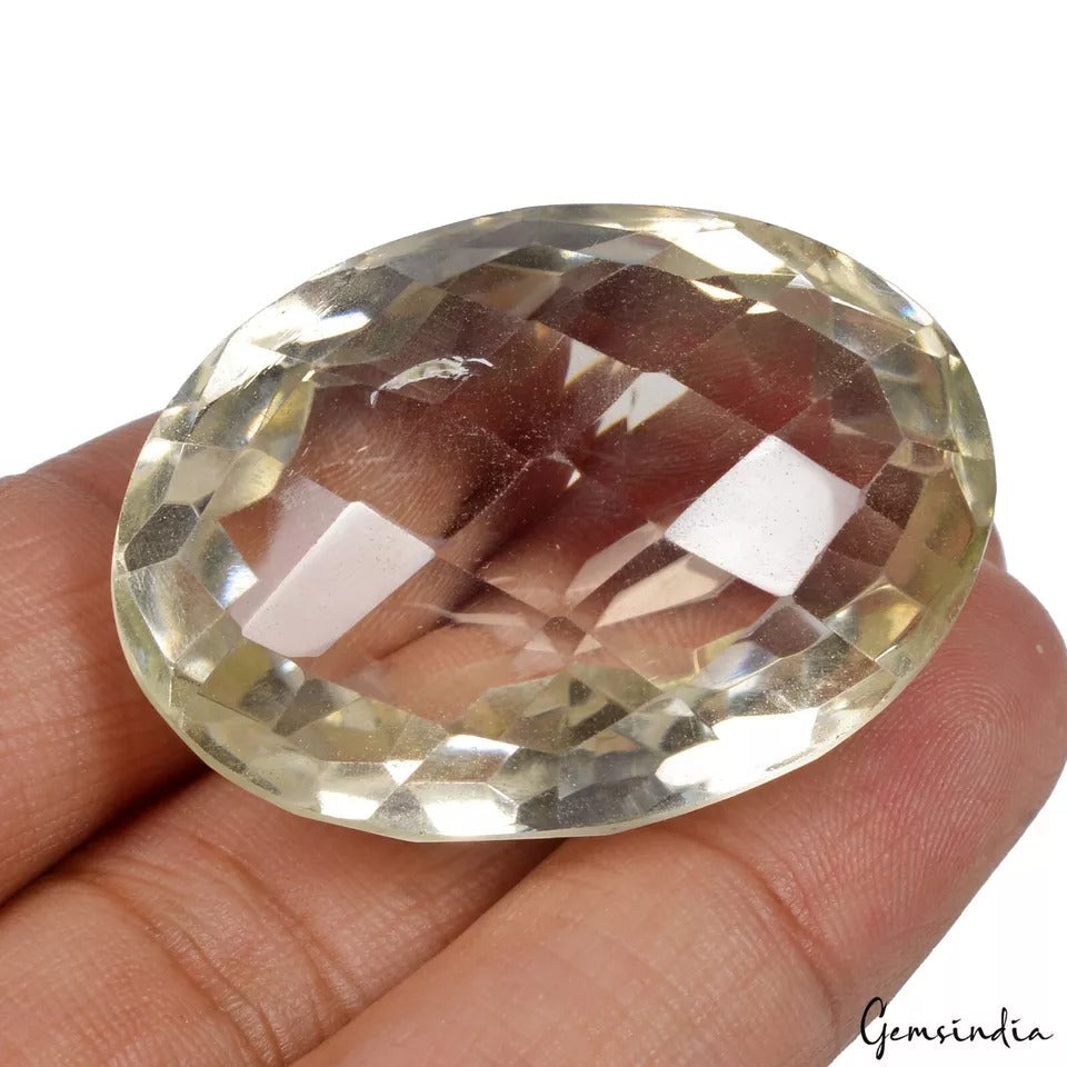 168.30 Ct Natural Untreated Smoky Crystal Quartz Oval Checker Cut Loose Gemstone