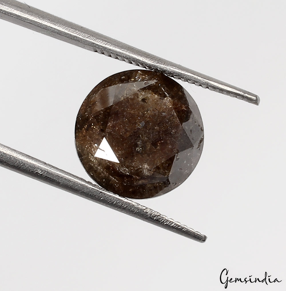 5.76 Ct Natural Round Cut Diamond, Fancy Brown Brilliant Salt and Pepper Diamond