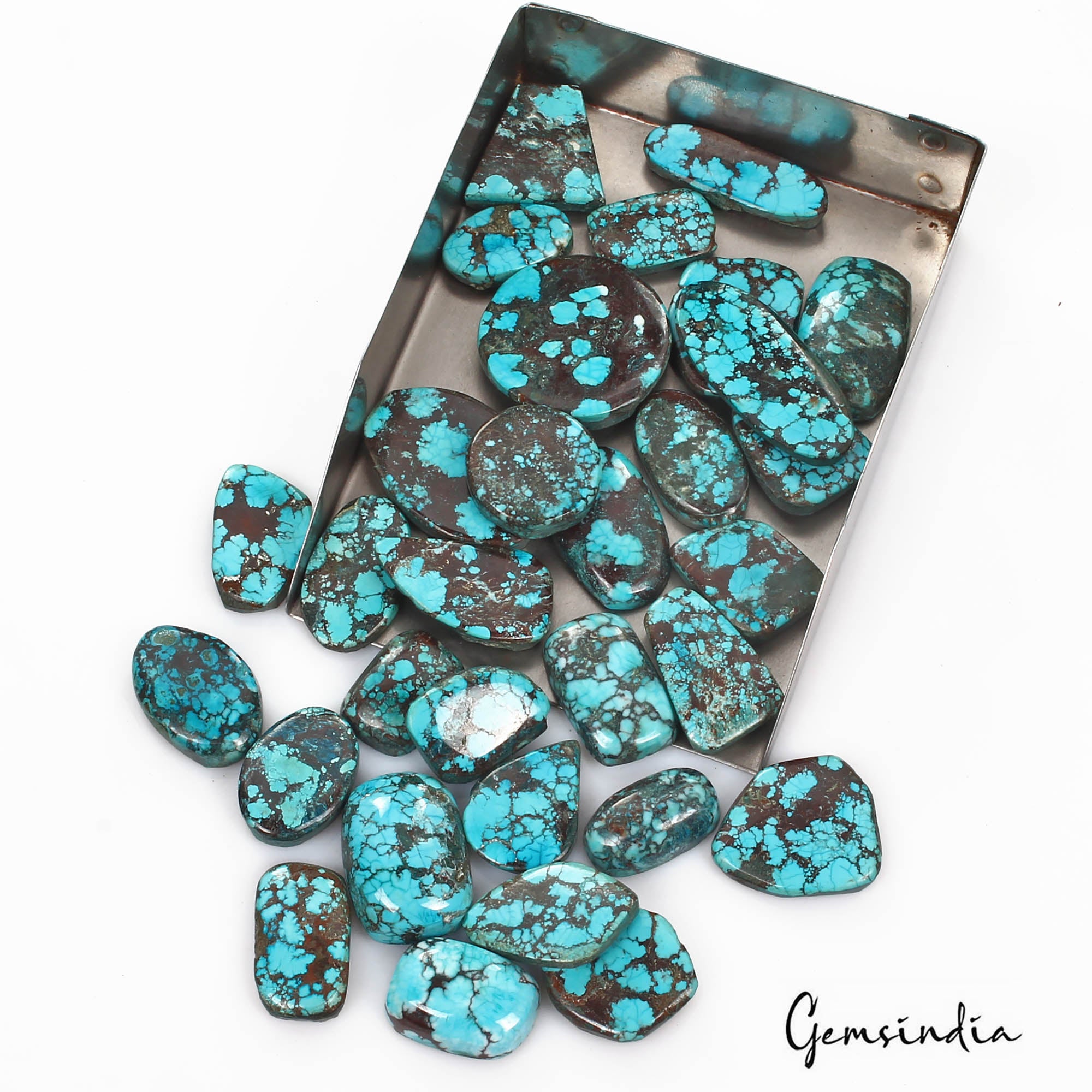Turquoise Lot, Cabochon, Mix Cabochon, Color Enhanced — 31 Pieces, 17mm to 35mm, 540 Ct