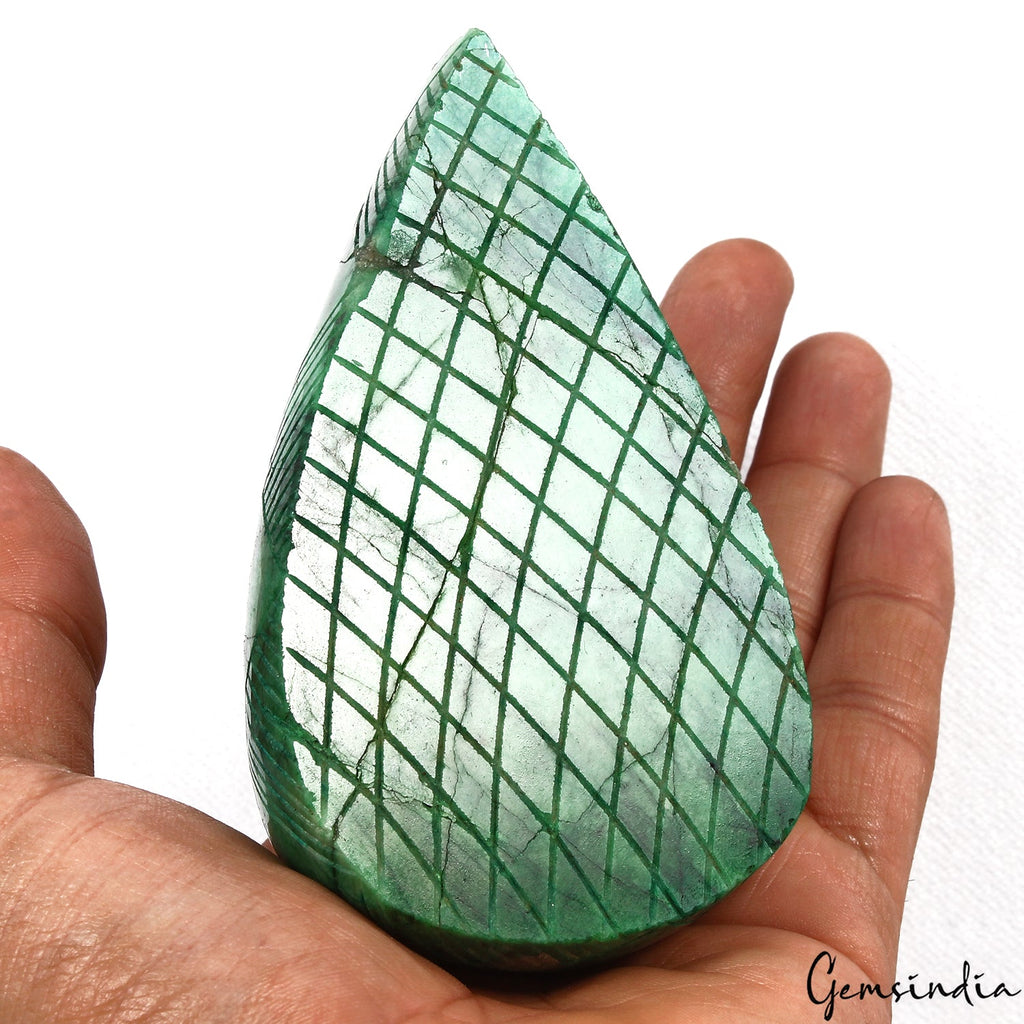 Certified 2130 Cts Natural Brazilian Green Emerald Pear Carving Loose Huge Gem