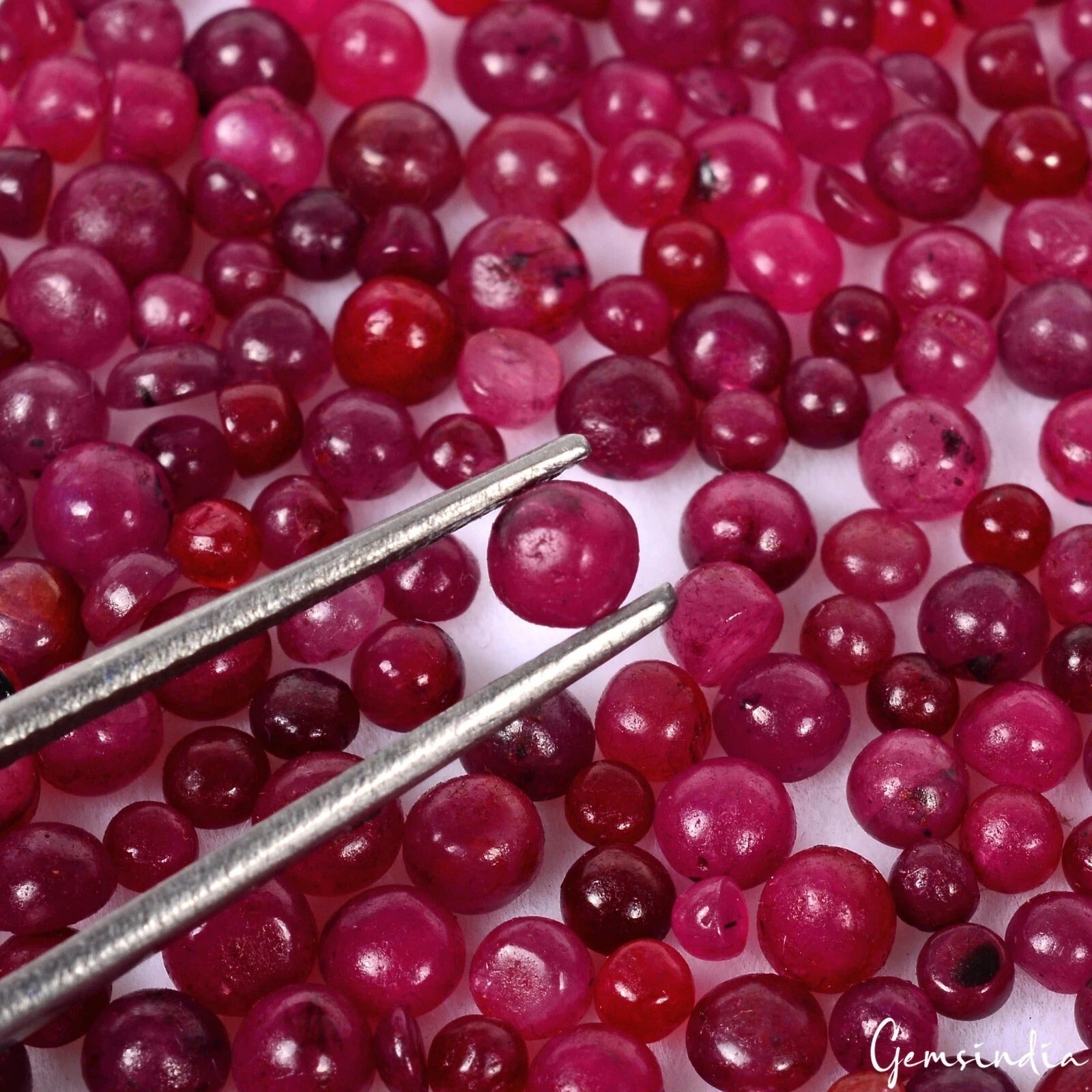 Natural Ruby Round Cab Rich Red Loose Gemstones Wholesale Lot 400 Pcs 2-3.5mm