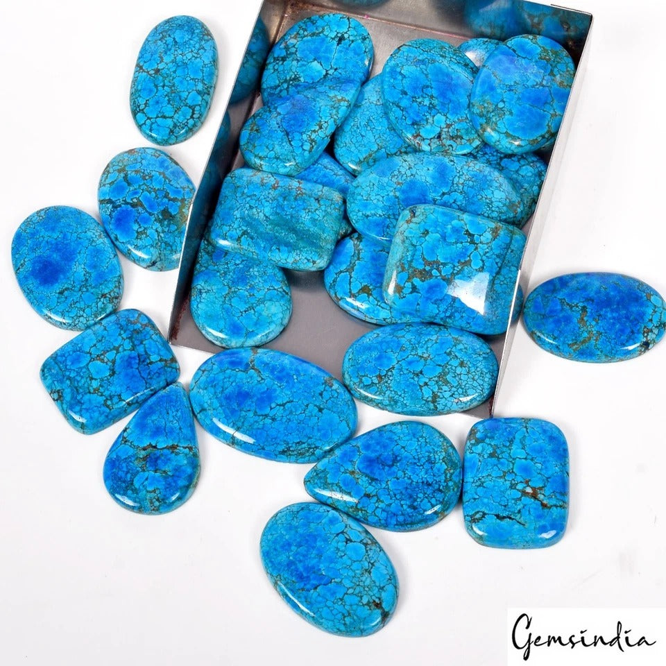AAA 1500Ct Natural Spiderweb Blue Arizona Turquoise Loose 36-47mm Gemstones~24Pc