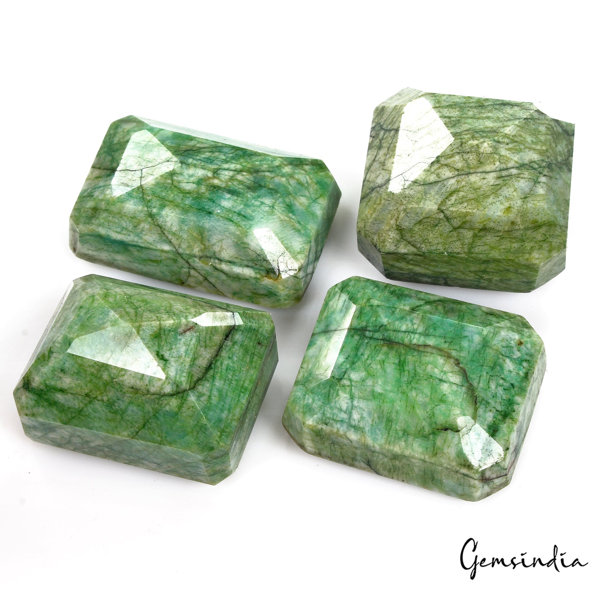 1640 Cts/4 Pcs Natural Brazilian Green Emerald Octagon Cut Loose Wholesale Gems