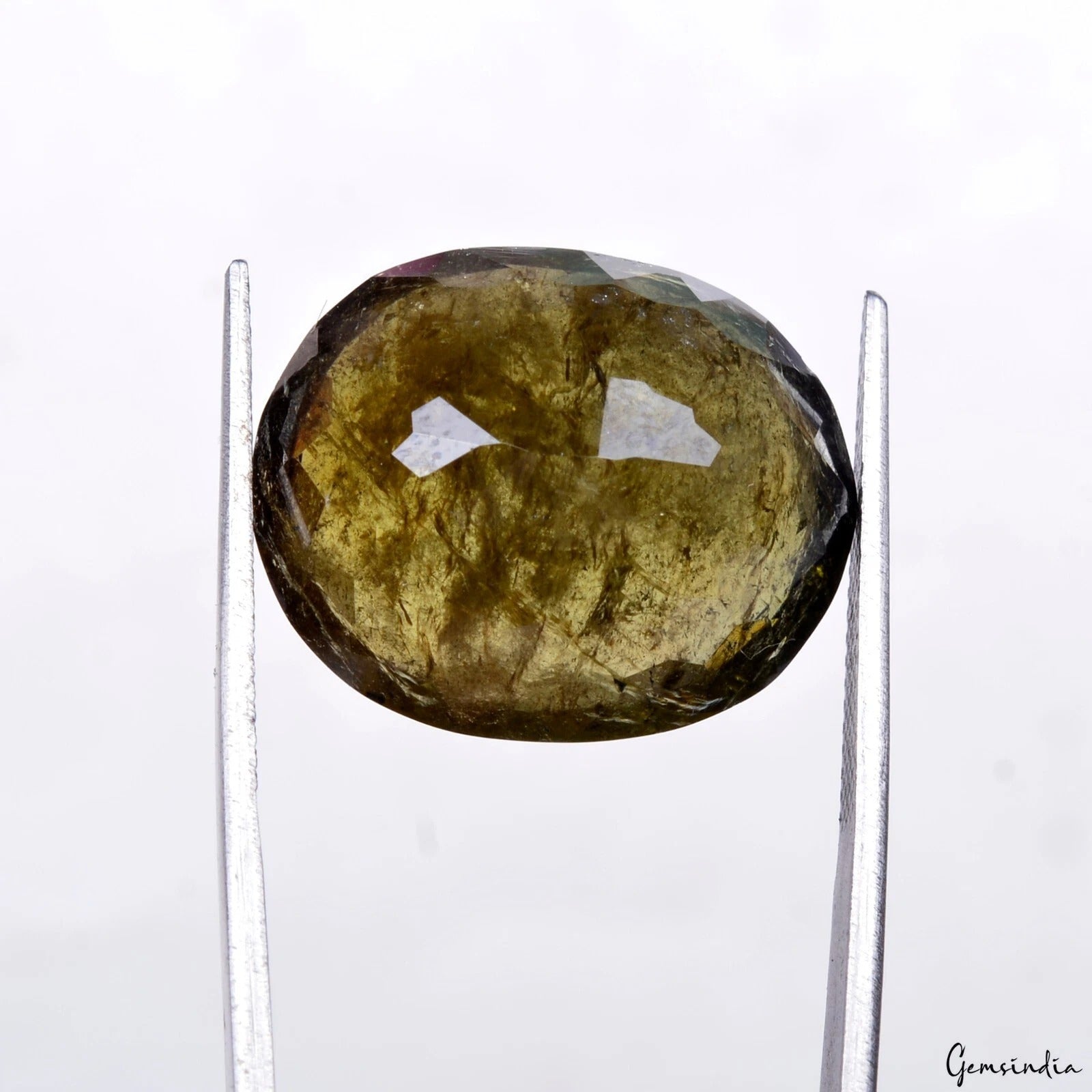 Certified 25.25 Cts Natural Untreated Olive Green Tourmaline Oval Gem For Ring