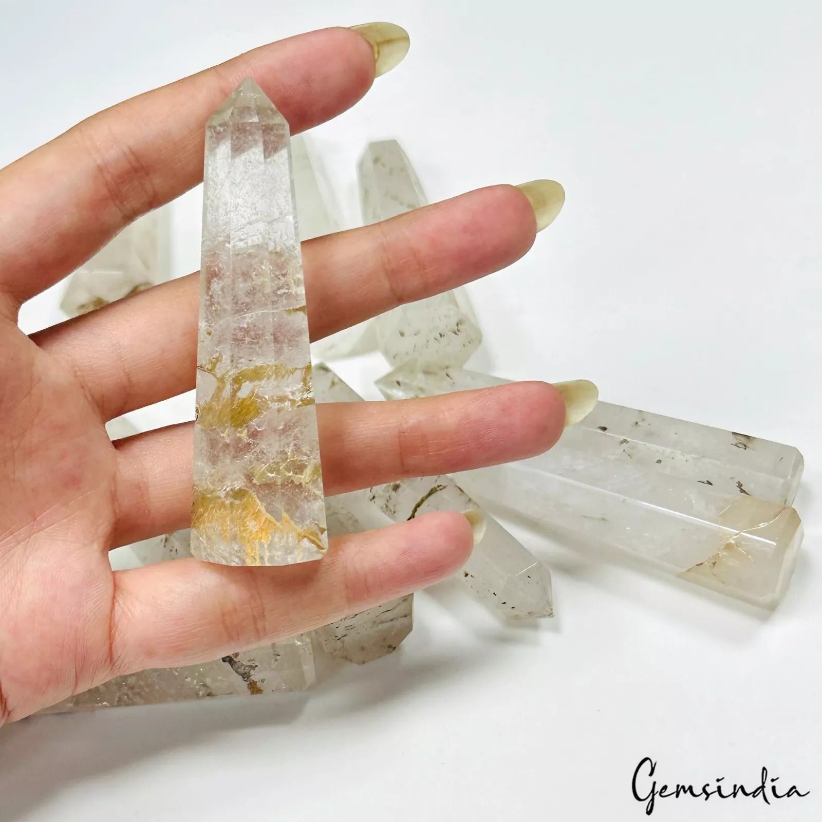 2100 Ct White Quartz Tower Point Crystal Obelisk Healing Crystal Home Decor 12Pc