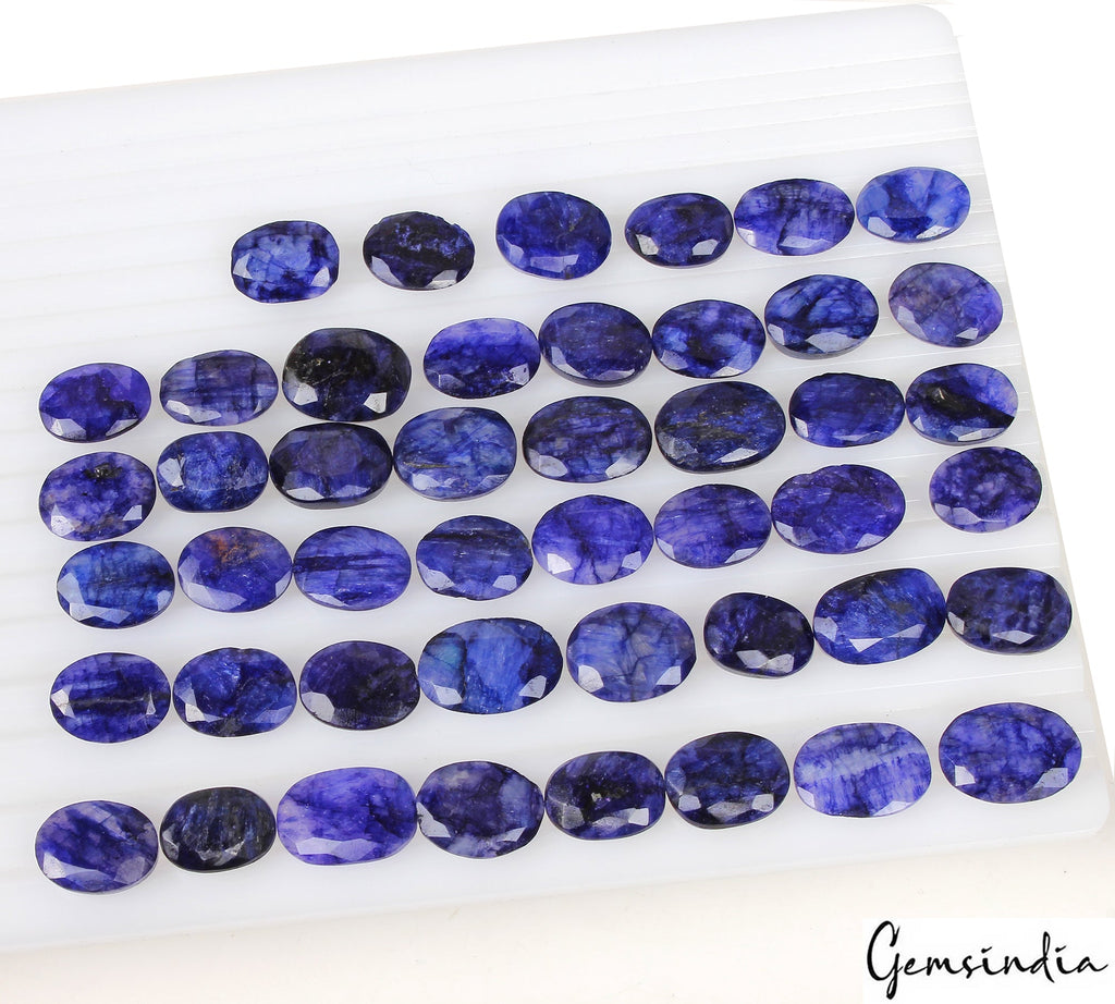 460 Ct/46 Pcs Natural Royal Blue Beryl Oval Faceted Loose Gems Lot For Jewelry