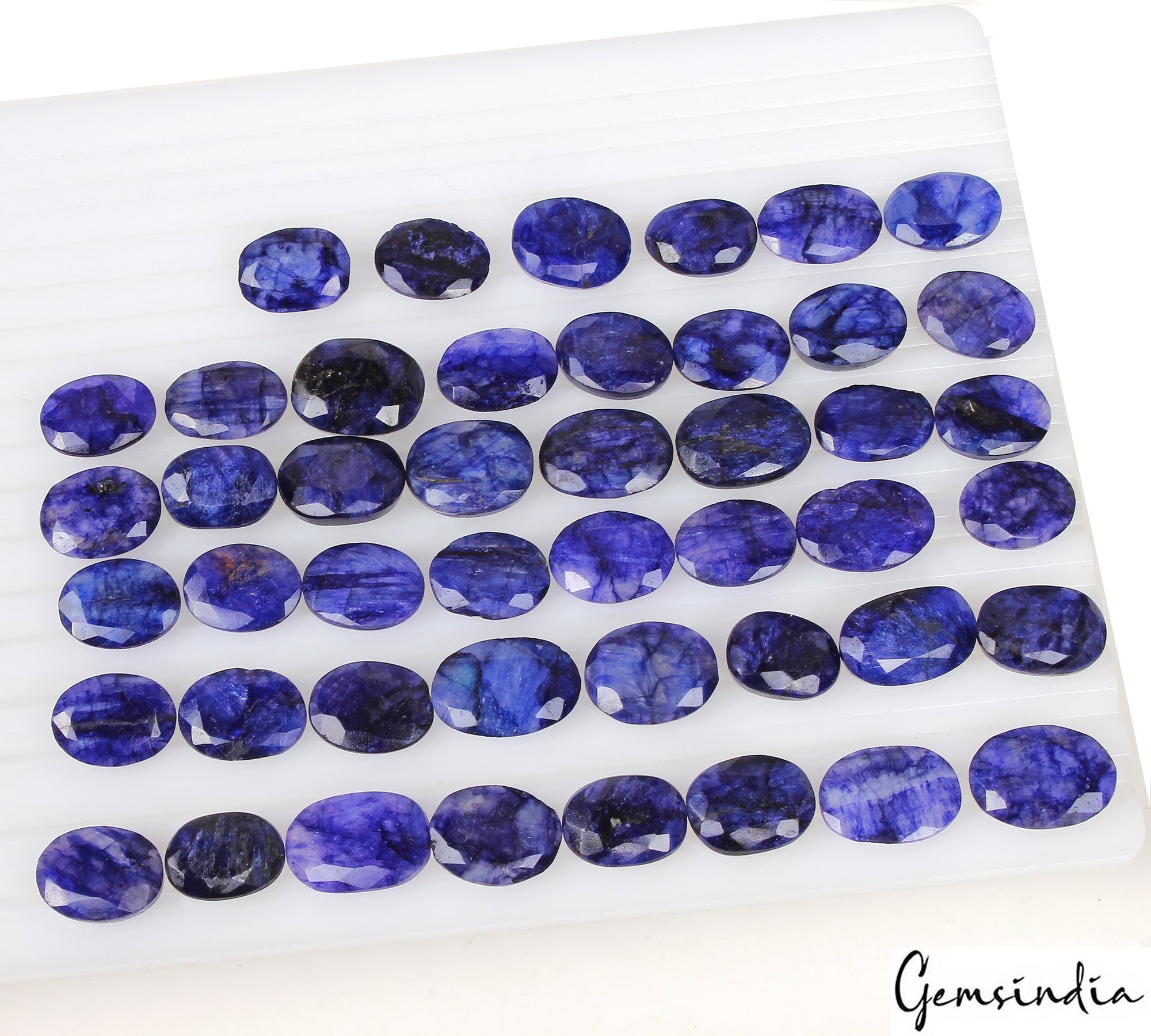 460 Ct/46 Pcs Natural Royal Blue Beryl Oval Faceted Loose Gems Lot For Jewelry