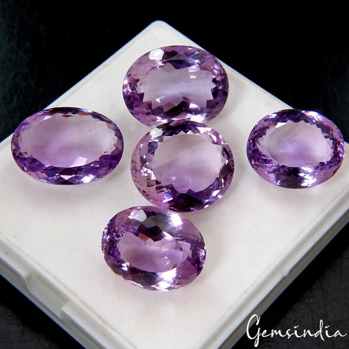 Amethyst Lot, Cabochon, Untreated, Purple — 5 Pieces, 18mm to 20mm, 100.00 Ct