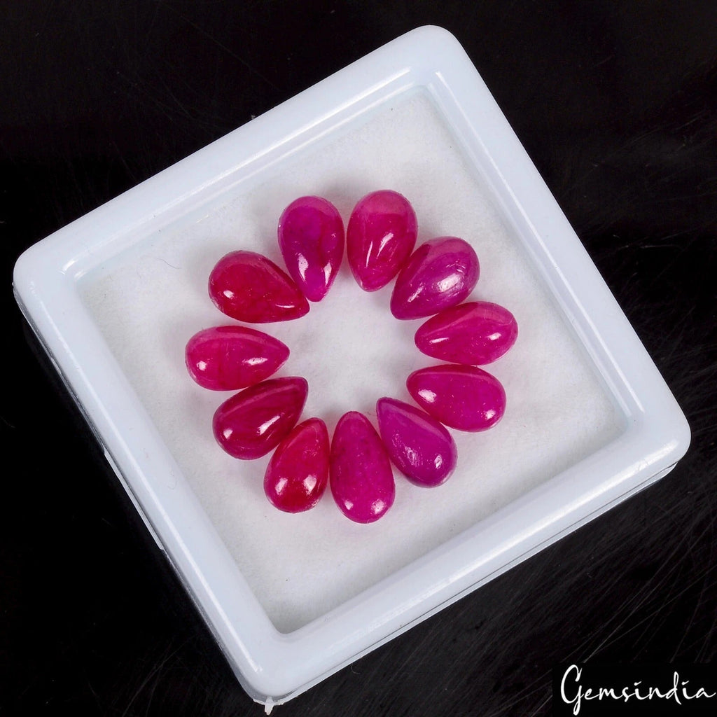 Pear Cabochon Madagascar Pink Red Ruby Gemstones 16.15 Ct Natural Certified Lot