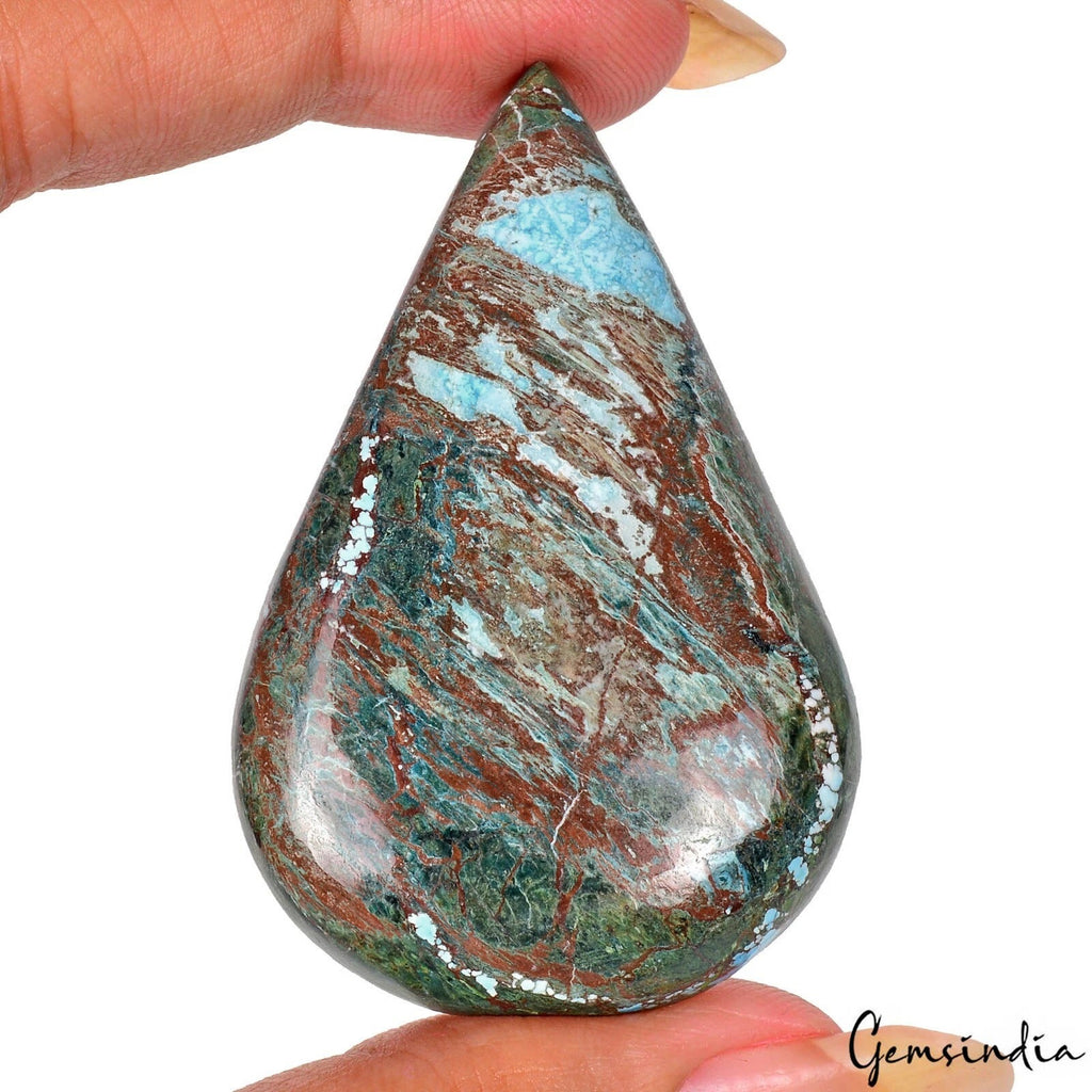 121.20 Ct Natural Blue Spiderweb Turquoise Pear Cabochon Arizona Loose Gemstone
