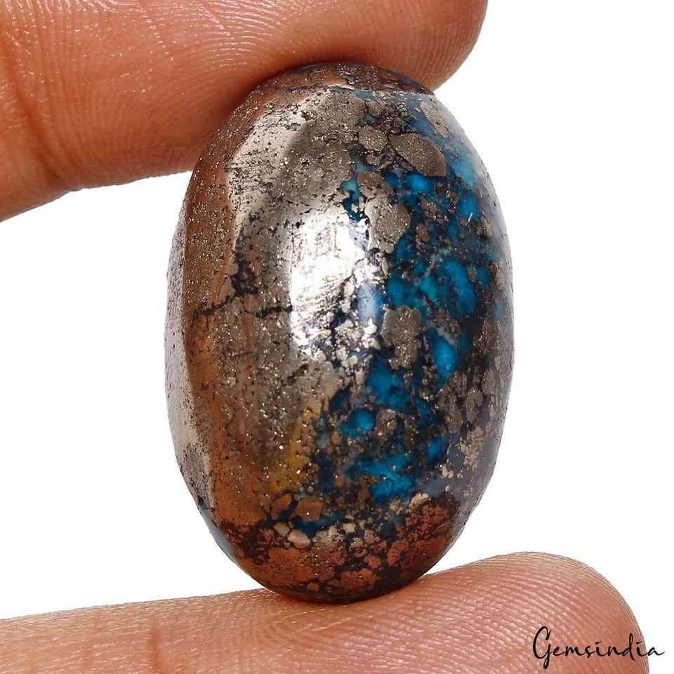 105.80Ct Natural Untreated Copper Blue Turquoise(Firoza) Oval Cab Loose Rare Gem