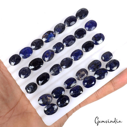 African Blue Sapphire Lot, Loose Gemstone, Oval Cut, Color Enhanced — 33 Pieces, 11mm to 13mm, 230 Ct, Africa