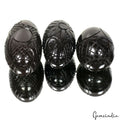 850 Ct Black Onyx Agate Carved Crystal Egg Oval Shape Reiki Healing Gemstones 3P