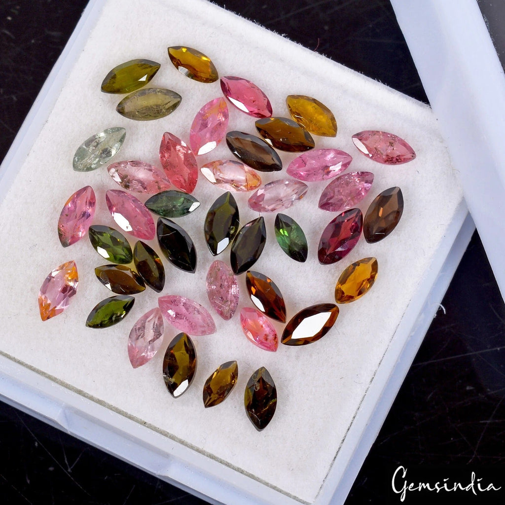 39 Pc Natural Multi Color Tourmaline 5-6mm Loose Unheated Marquise Cut Gemstones