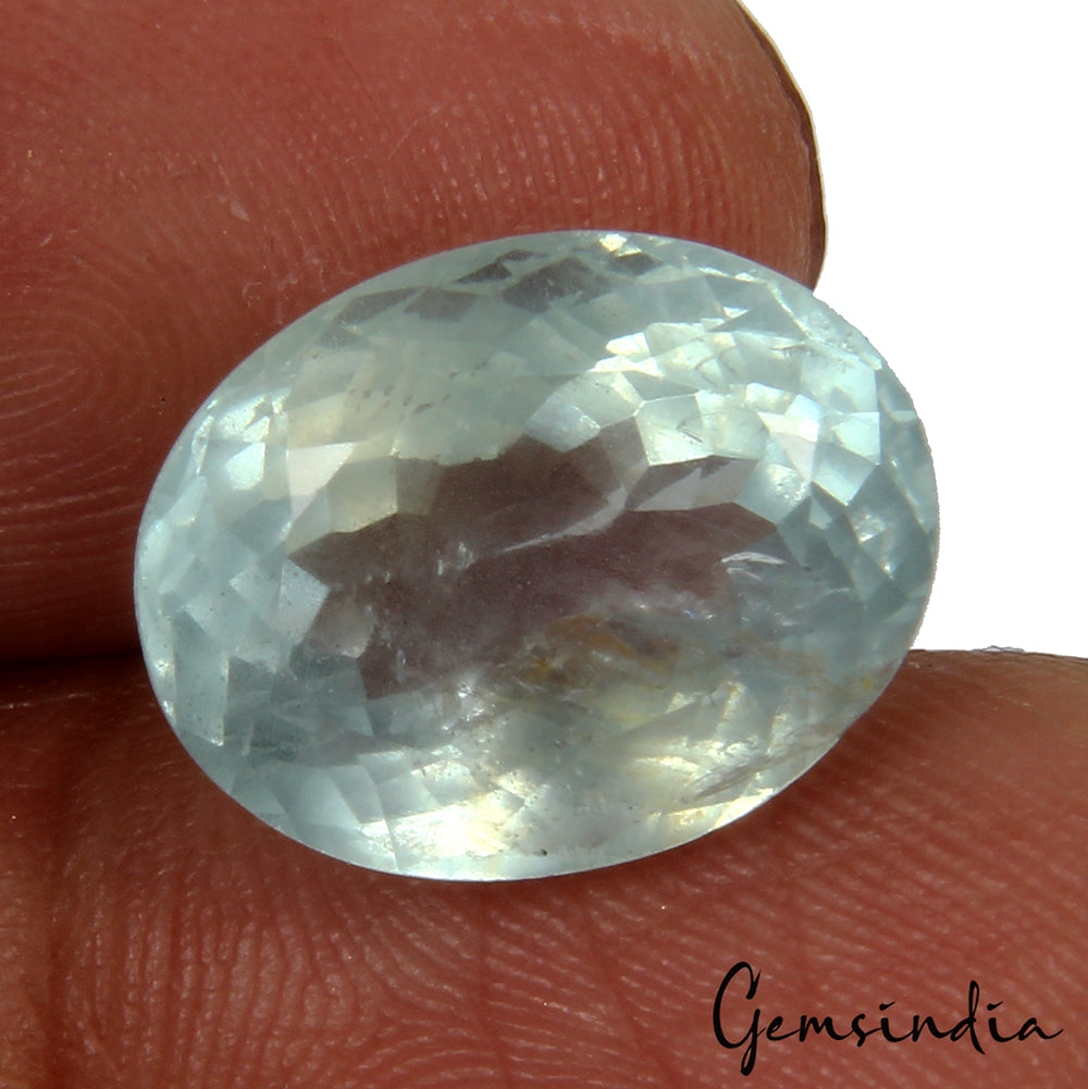 Certified 9.15Ct Green Santa Maria Aquamarine Gem From Brazil 100% Natural Color
