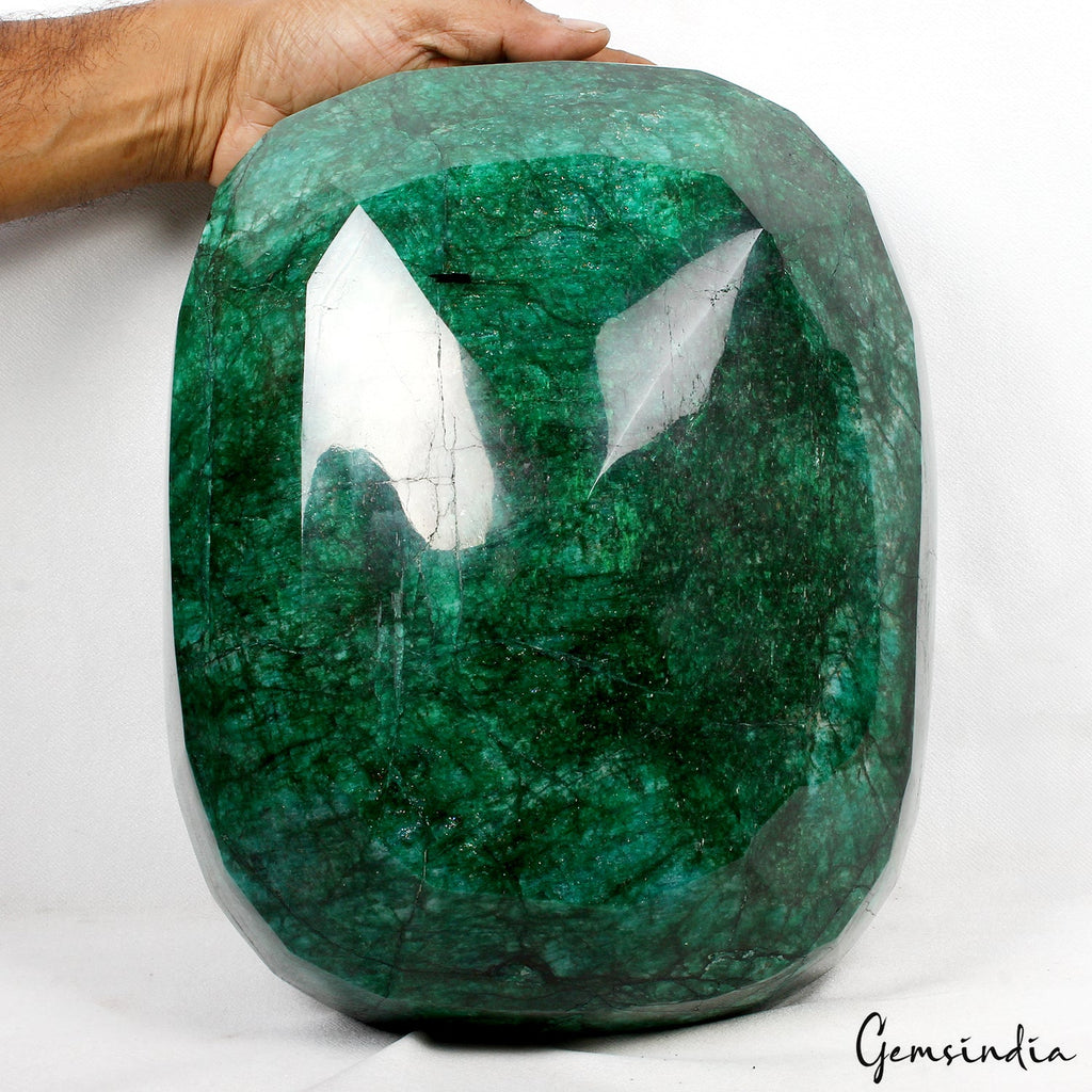 17.6 kilo Natural Green Emerald Rare Oversized Oval Cut 12.5*10" Brazil Gemstone