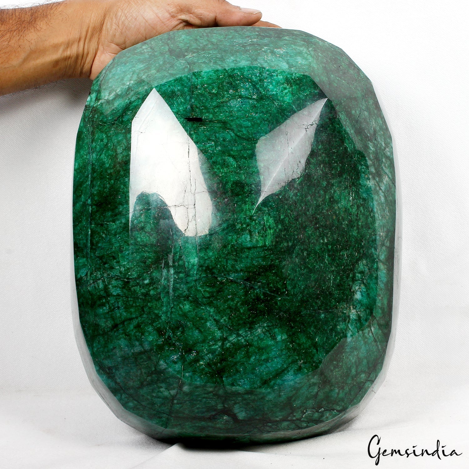 17.6 kilo Natural Green Emerald Rare Oversized Oval Cut 12.5*10" Brazil Gemstone