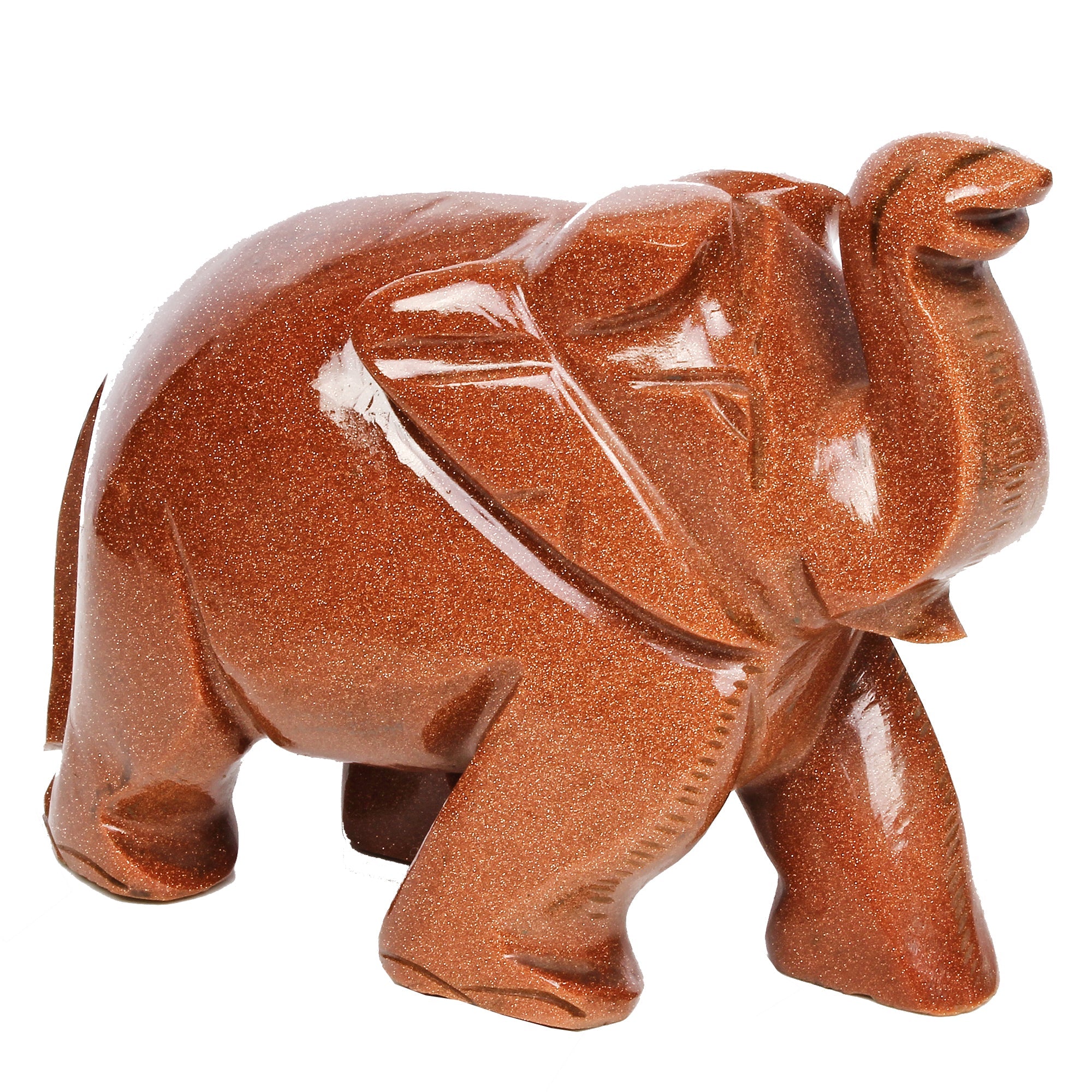 2780Ct Natural Brown Sunstone Trunk up Elephant Hand Crafted/Home Decor Gemstone