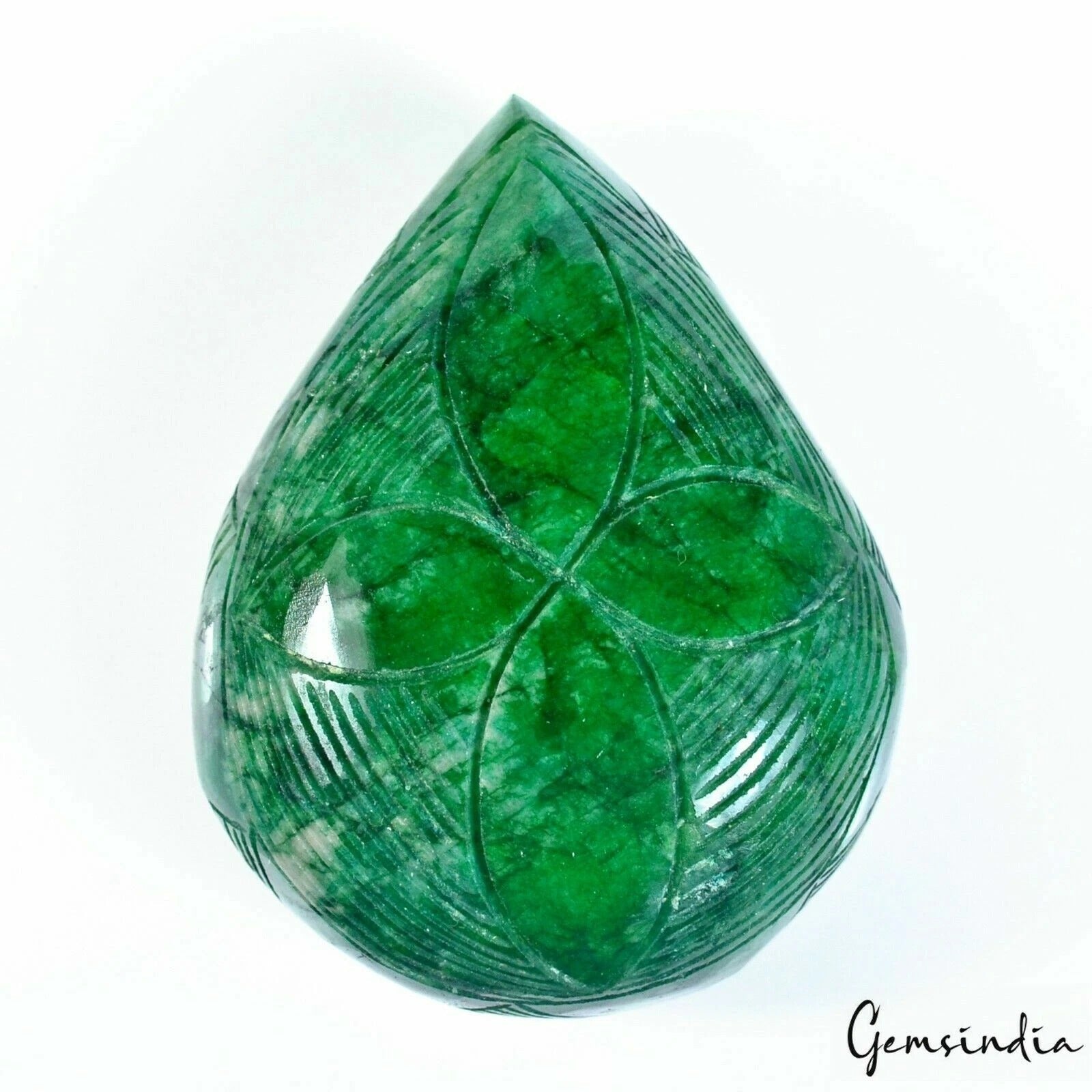 1190 Cts Natural Brazilian Green Emerald Pear Carving Earth Mined Loose Huge Gem