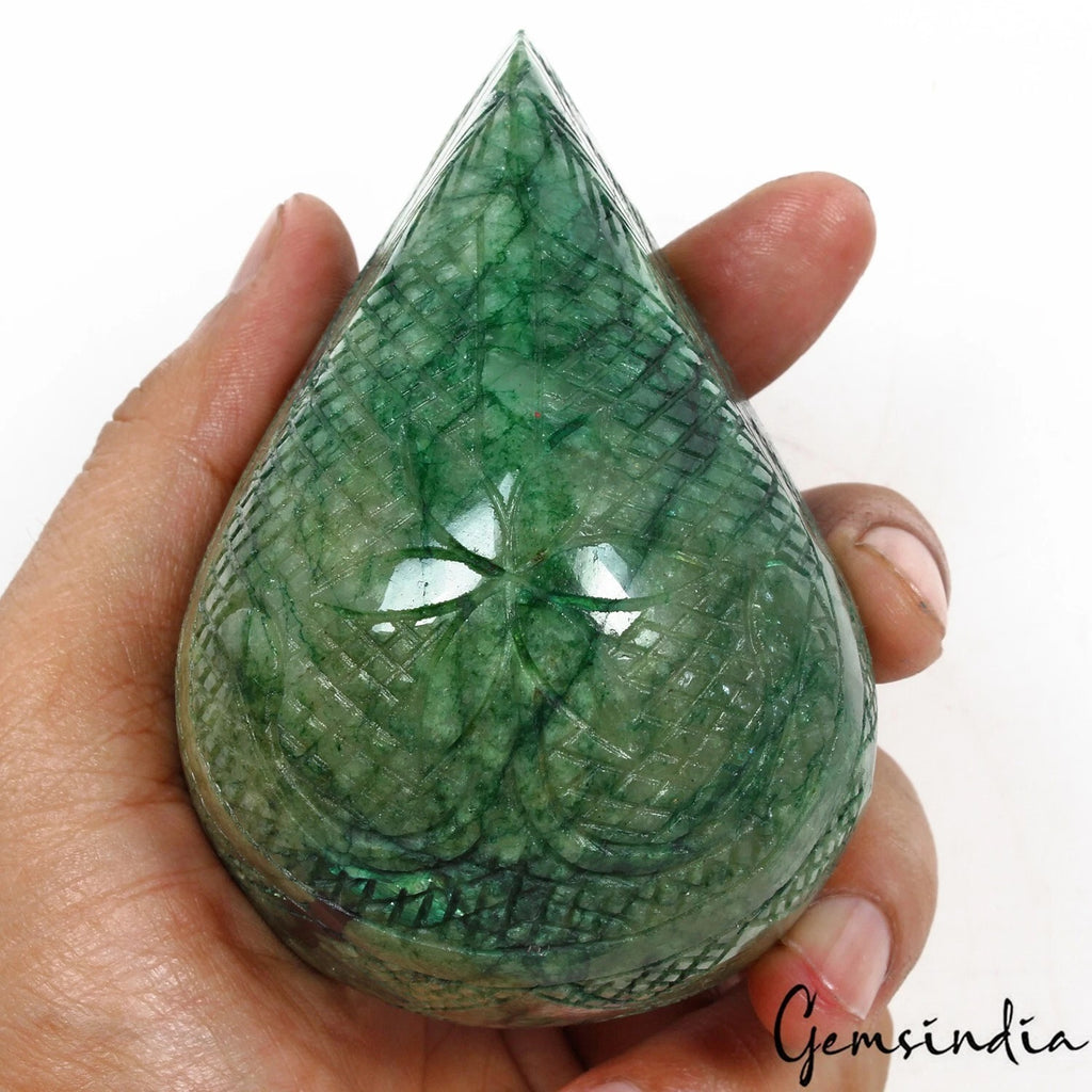 Brazilian Emerald Carving, Color Enhanced — 106x70x50mm, 2380 Ct, Brazil