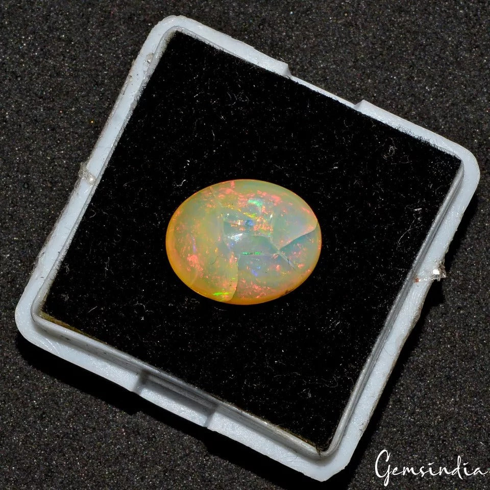3.15 Cts Natural Untreated Ethiopian Multi-Shine Opal Oval Precious Gem For Ring