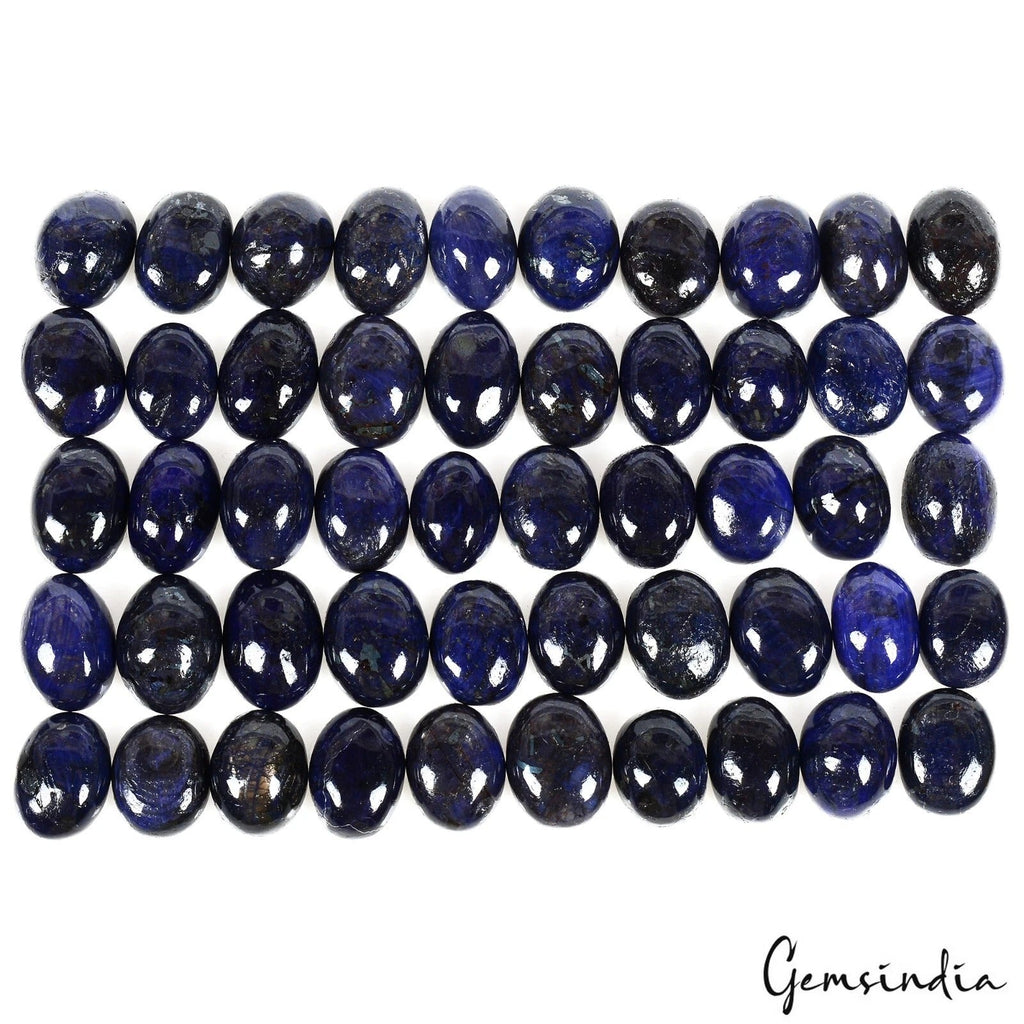 300 Ct/50 Pcs Natural African Dark Blue Sapphire Oval Cab Loose Gems For Jewelry