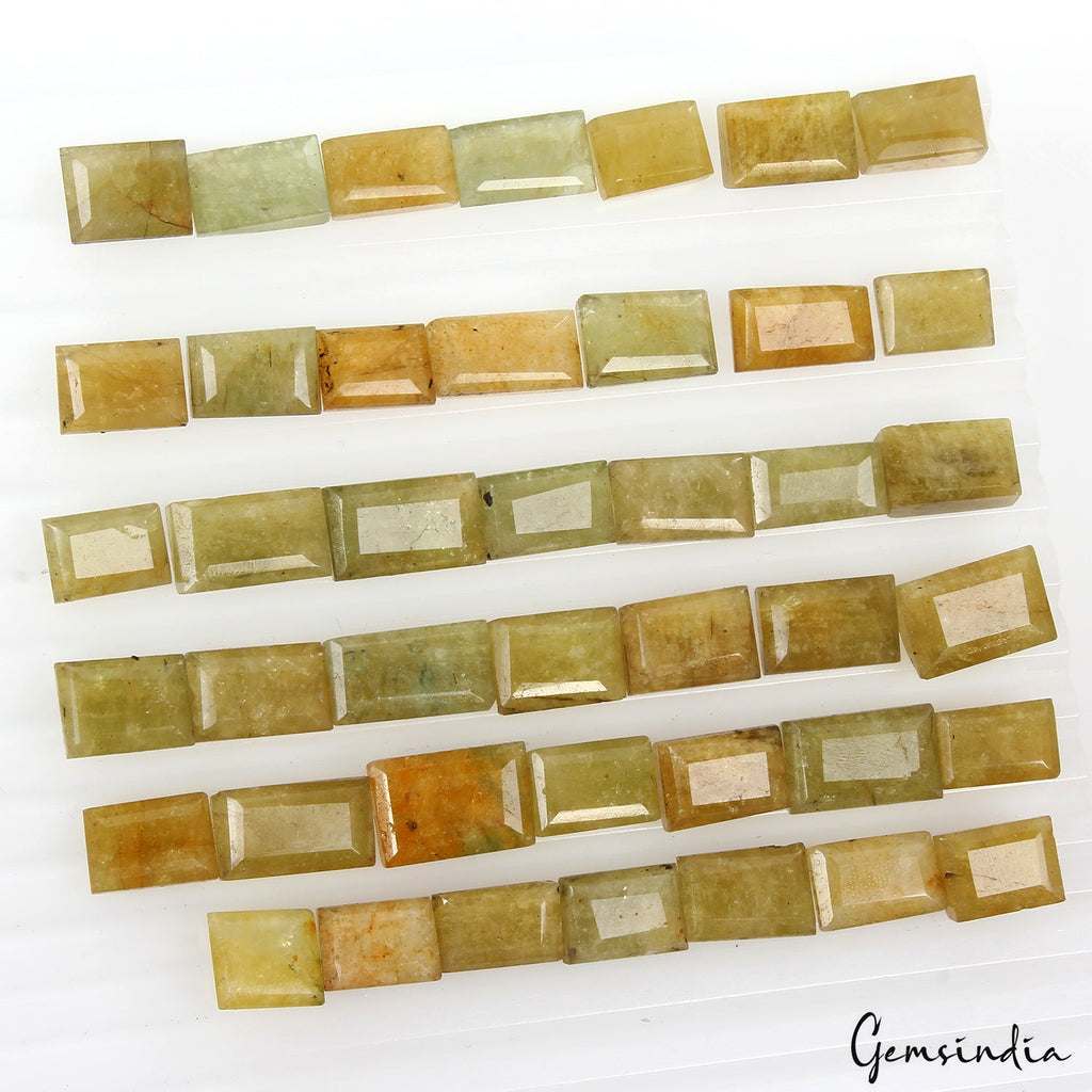 300 Ct Natural Untreated Yellow Green Beryl Baguette Cut 11-16mm Loose Gemstones