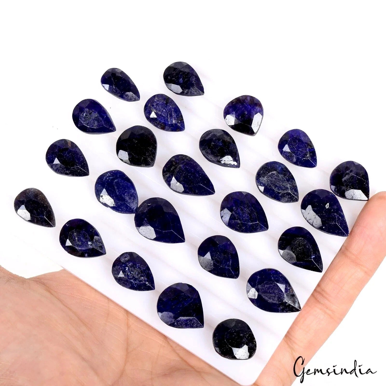 Blue Sapphire Lot, Loose Gemstone, Color Enhanced — 24 Pieces, 14mm to 19mm, 300 Ct