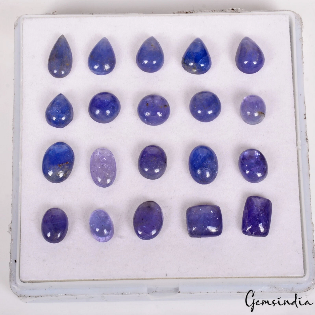 86.60 Ct Natural Tanzanite Cabochon Lot – Rich Blue-Violet Loose Gemstones~20Pcs