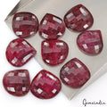 9 Pcs Natural Rich Red Ruby Pear Checker Heart Cut 19-24mm Gemstones w/Flat Back