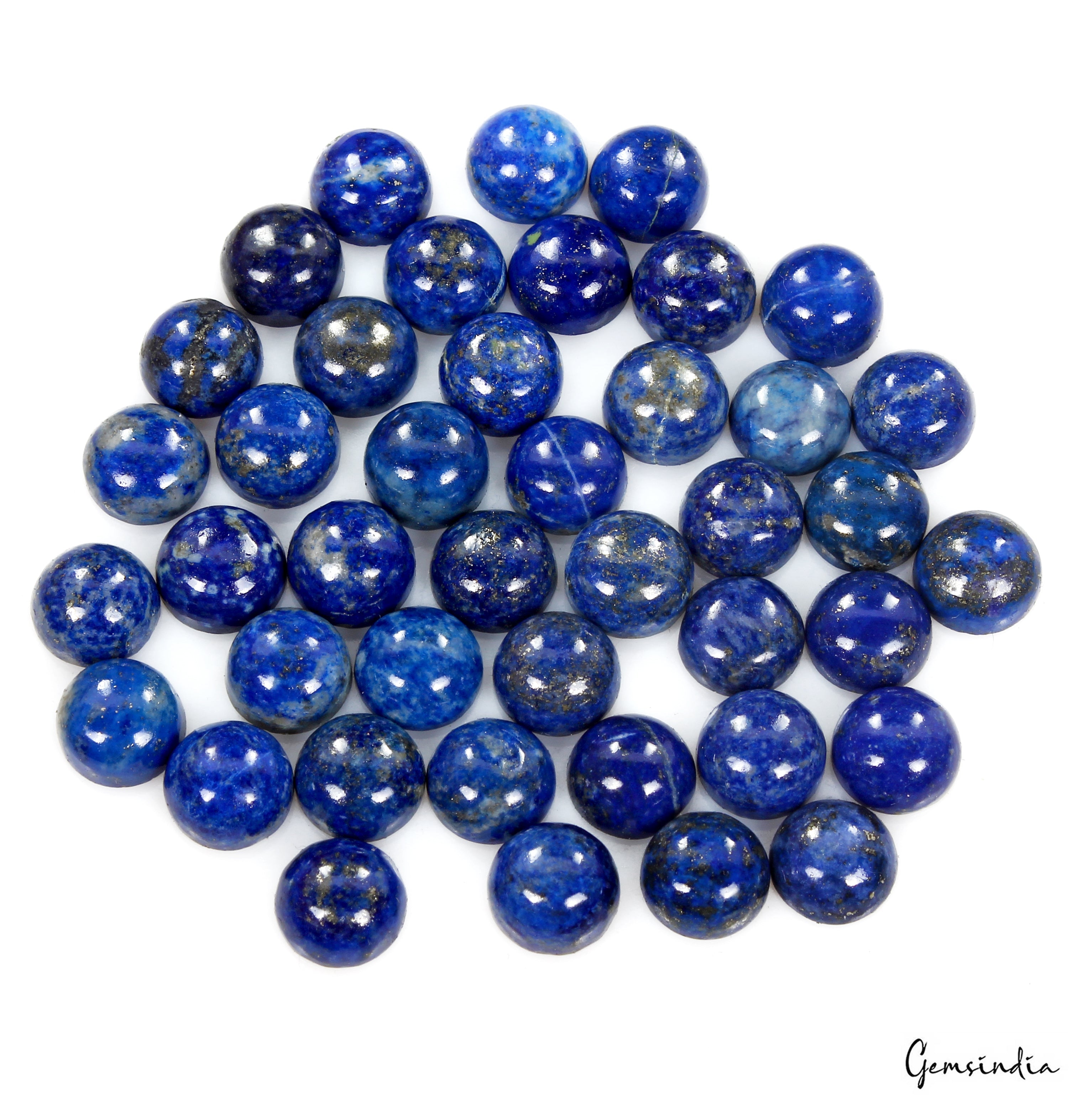 42 Pcs Natural Blue Lapis Lazuli 9mm Round Loose Cabochon Gemstones Lot 142.10Ct