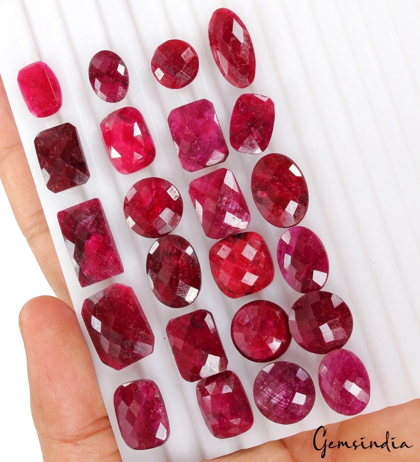 Certified 280 Cts/23 Pcs Natural Red Ruby Mix Checker Cut Loose Gems For Jewelry