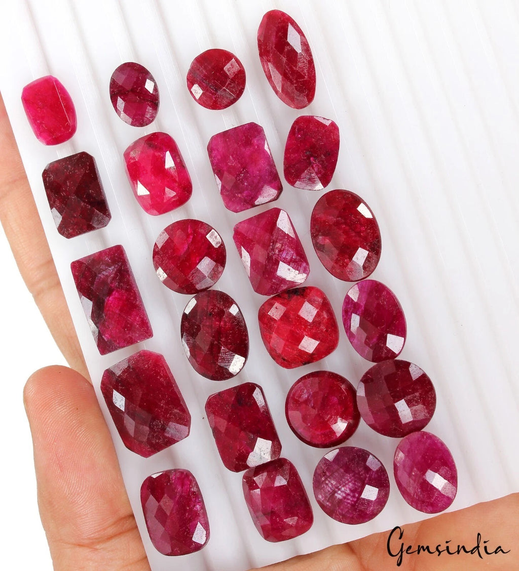 Ruby Loose Gemstone, Color Enhanced, Red — 11mm to 20mm, 280 Ct, Madagascar