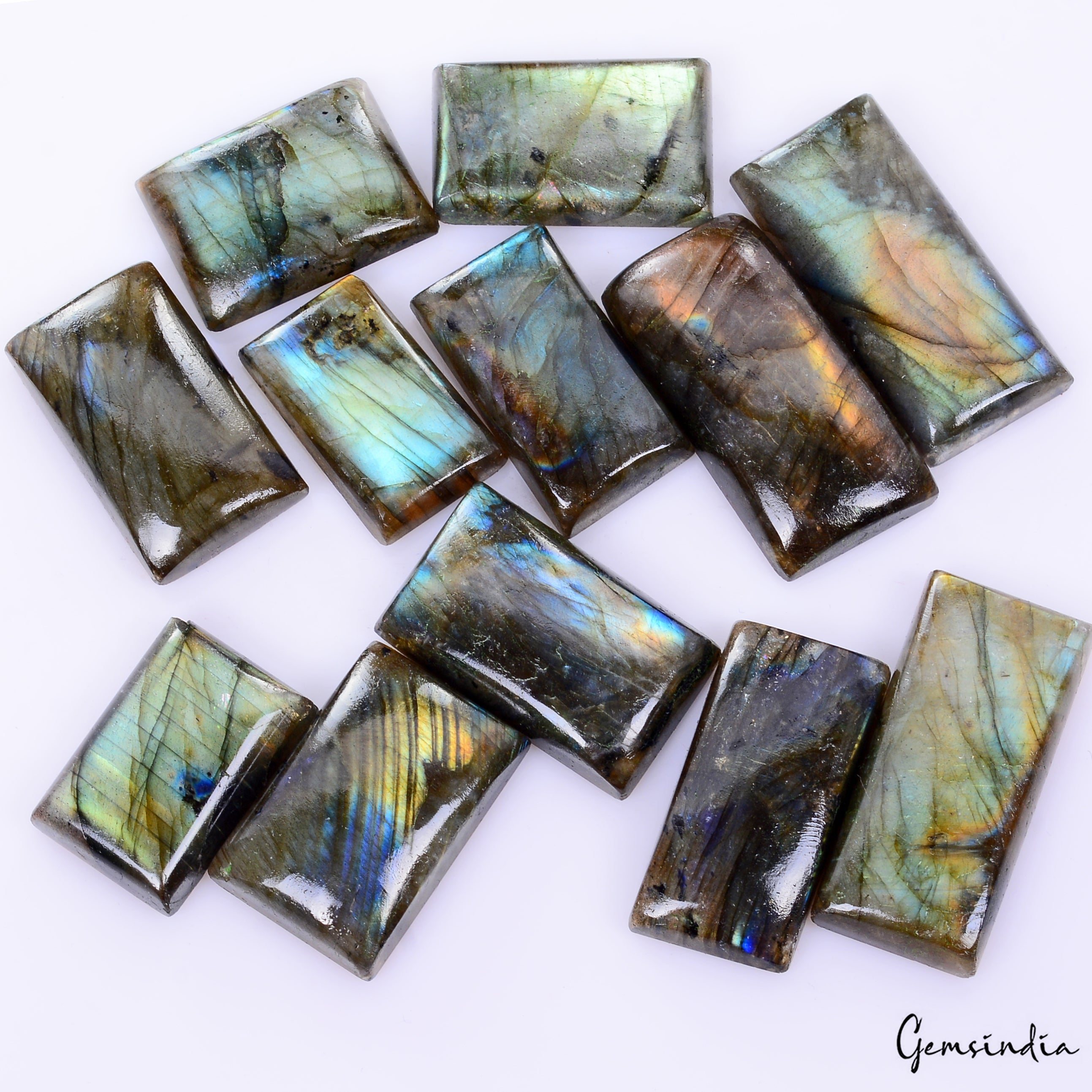 580 Ct Natural Untreated Spectrolite Labradorite Rectangle Cabochon Loose Gems