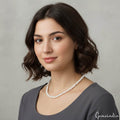100 Cts Freshwater White Pearl Round Cab Beaded Handmade Single Strand Necklace